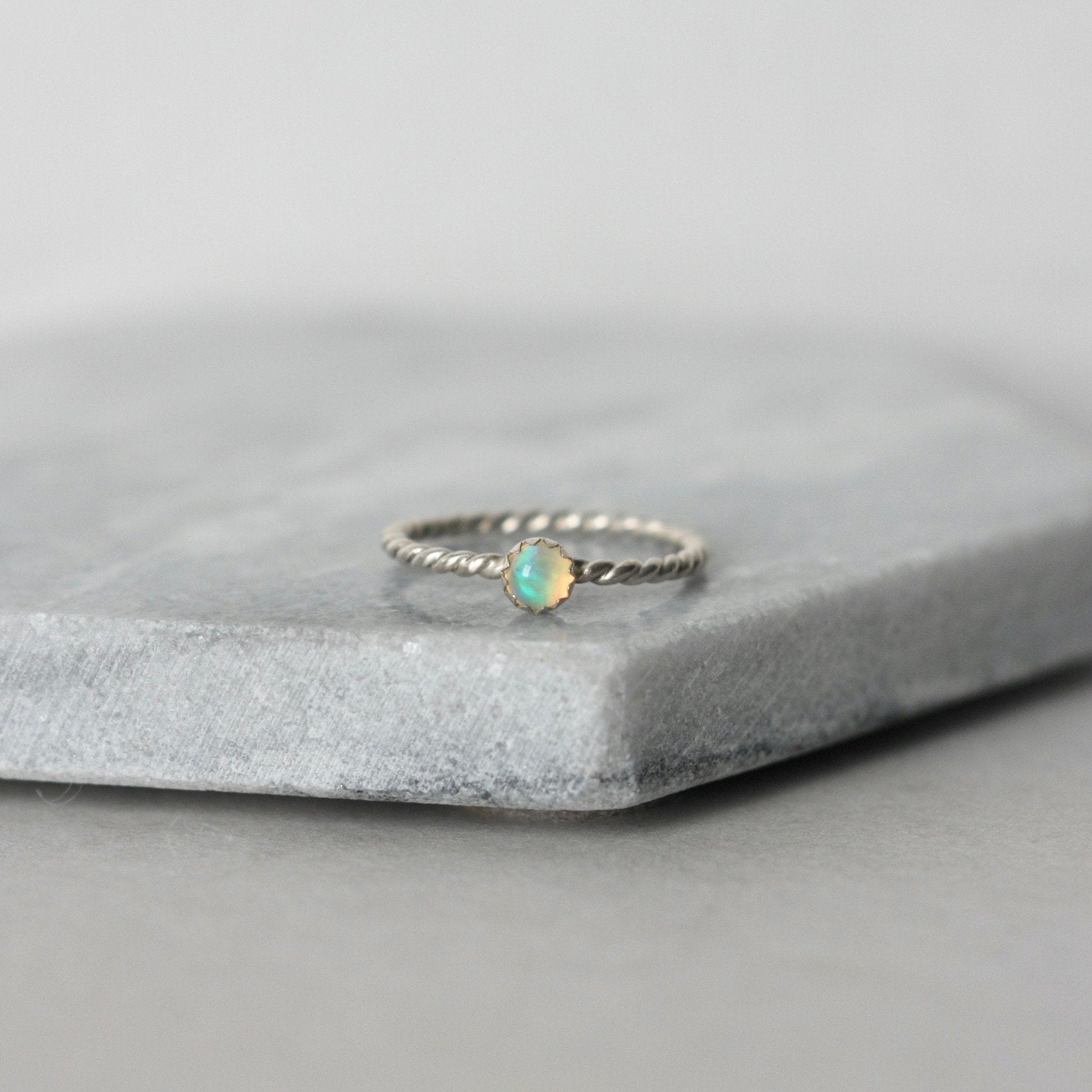 Sterling Silver Ethiopian Welo Opal Stacking Ring