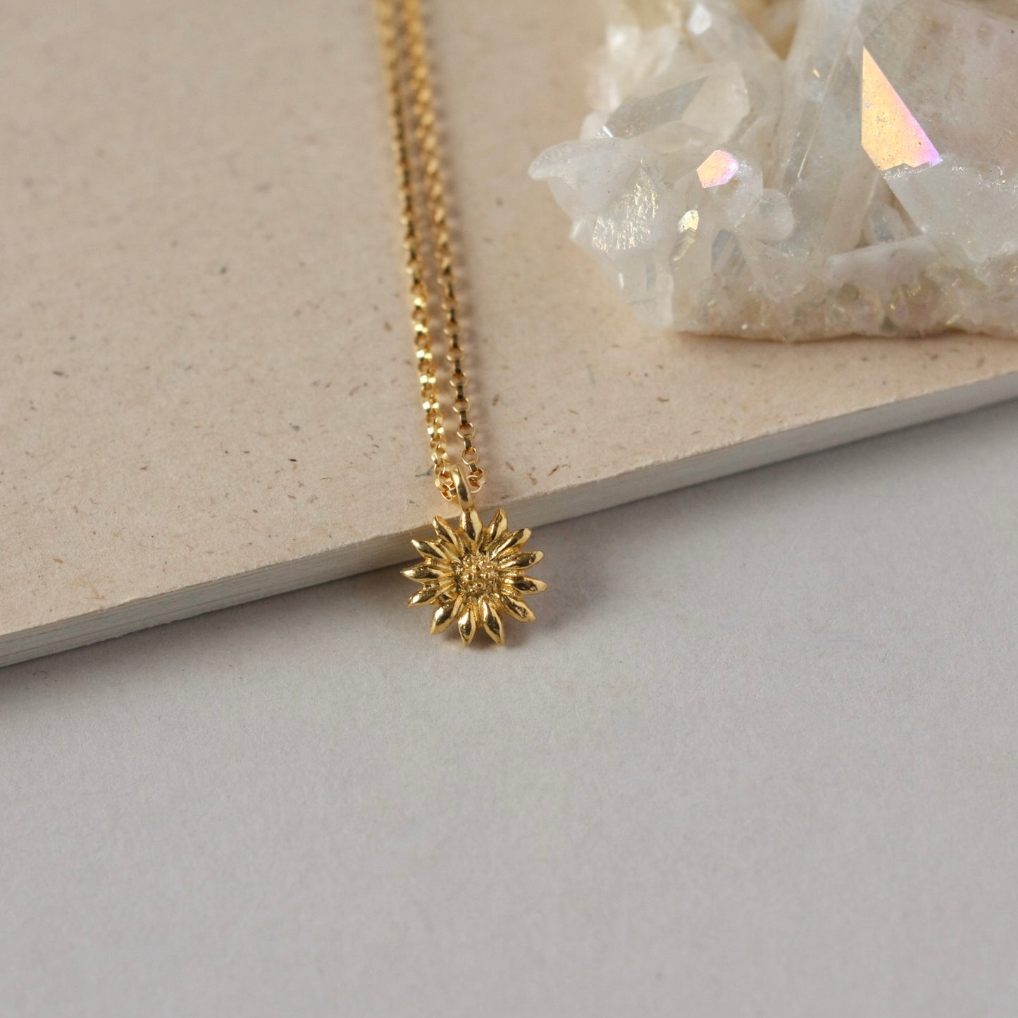 Minimalist Gold Flower Charm Necklace