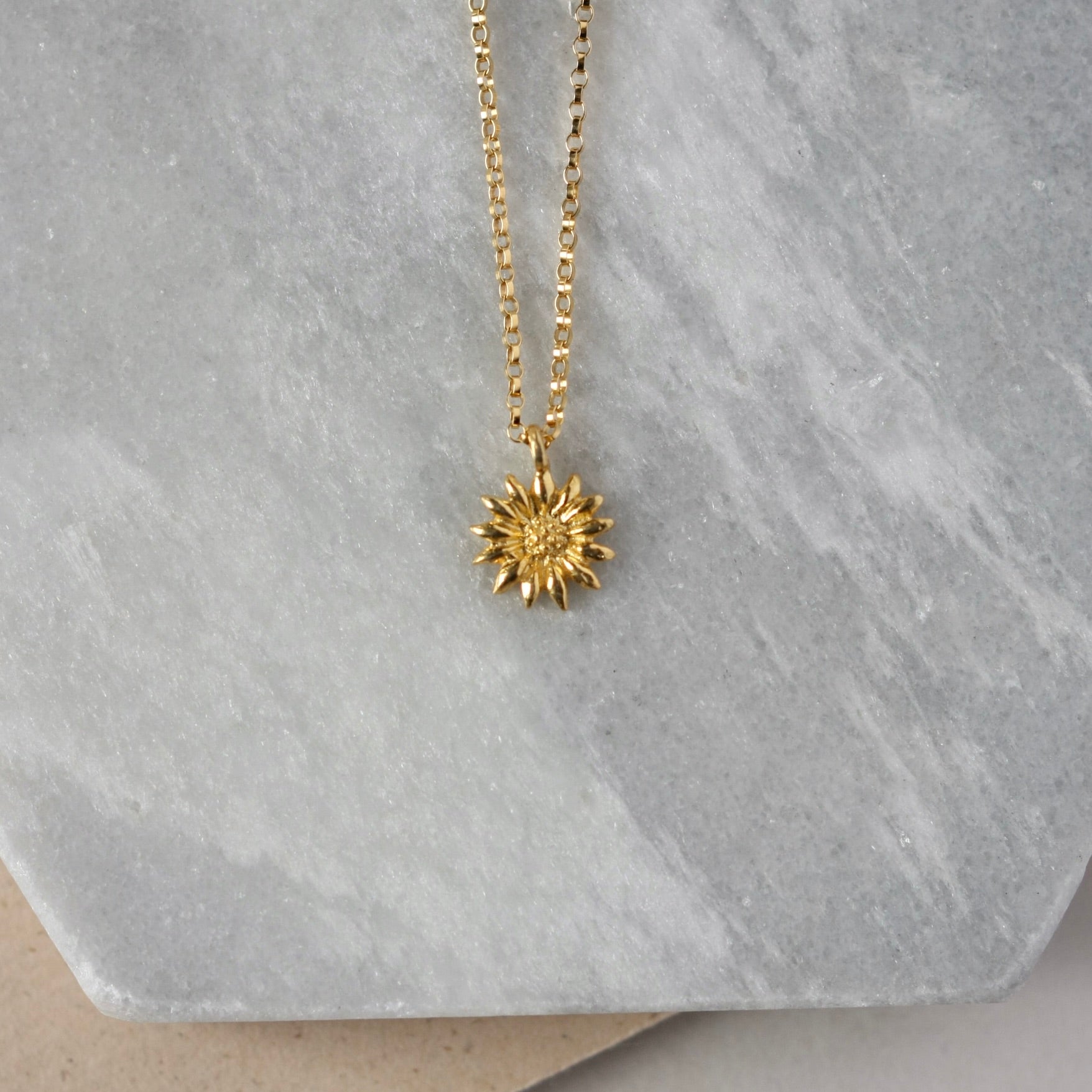 Gold Flower Charm Necklace Minimalist Necklace Simple Cute 