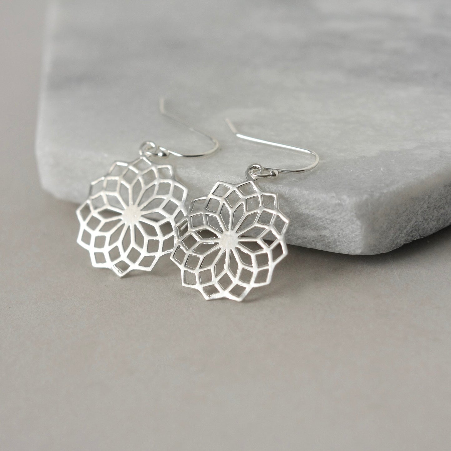 Sterling Silver Round Floral Filigree Earrings