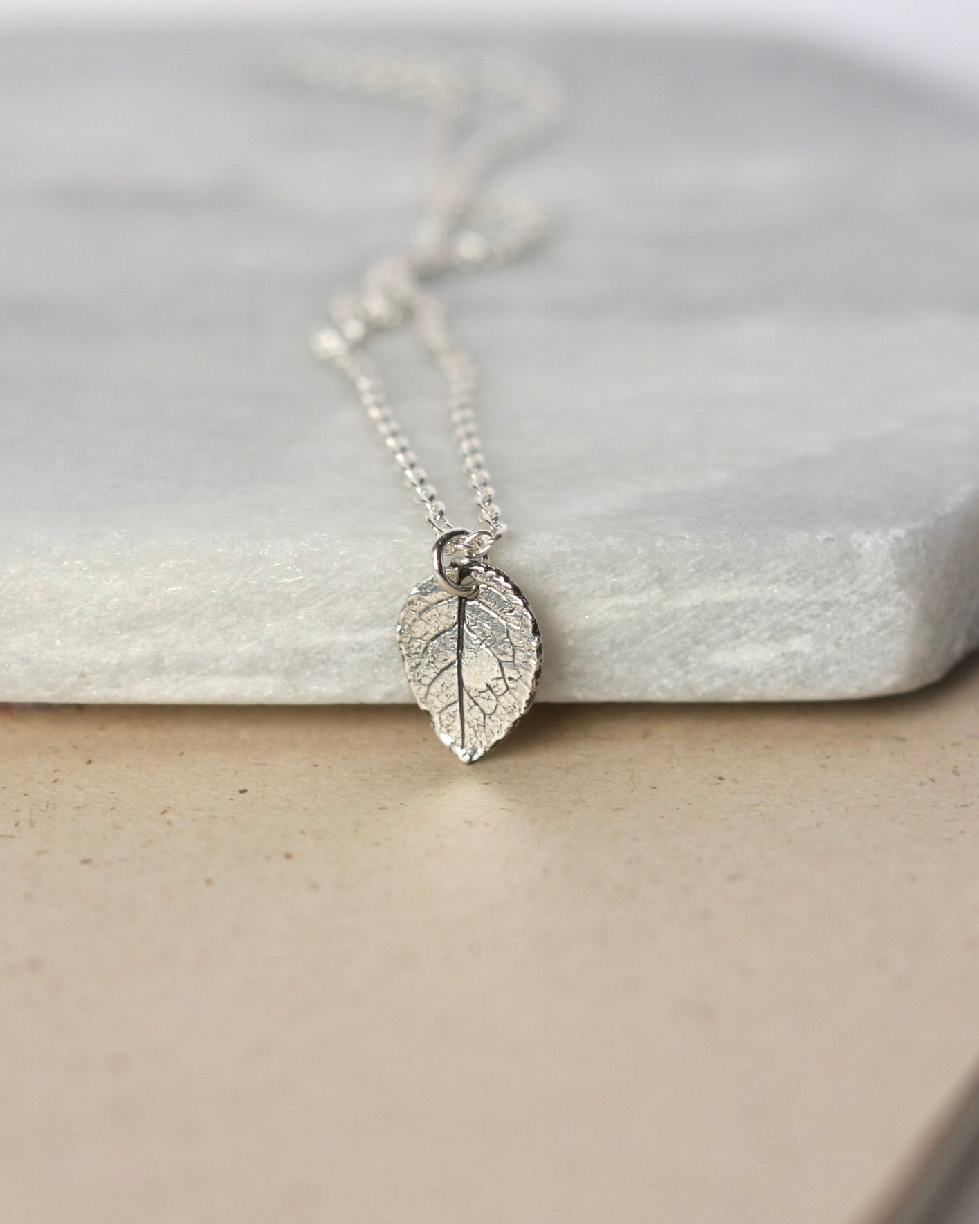 Minimalist Dainty Sterling Silver Leaf  Necklace