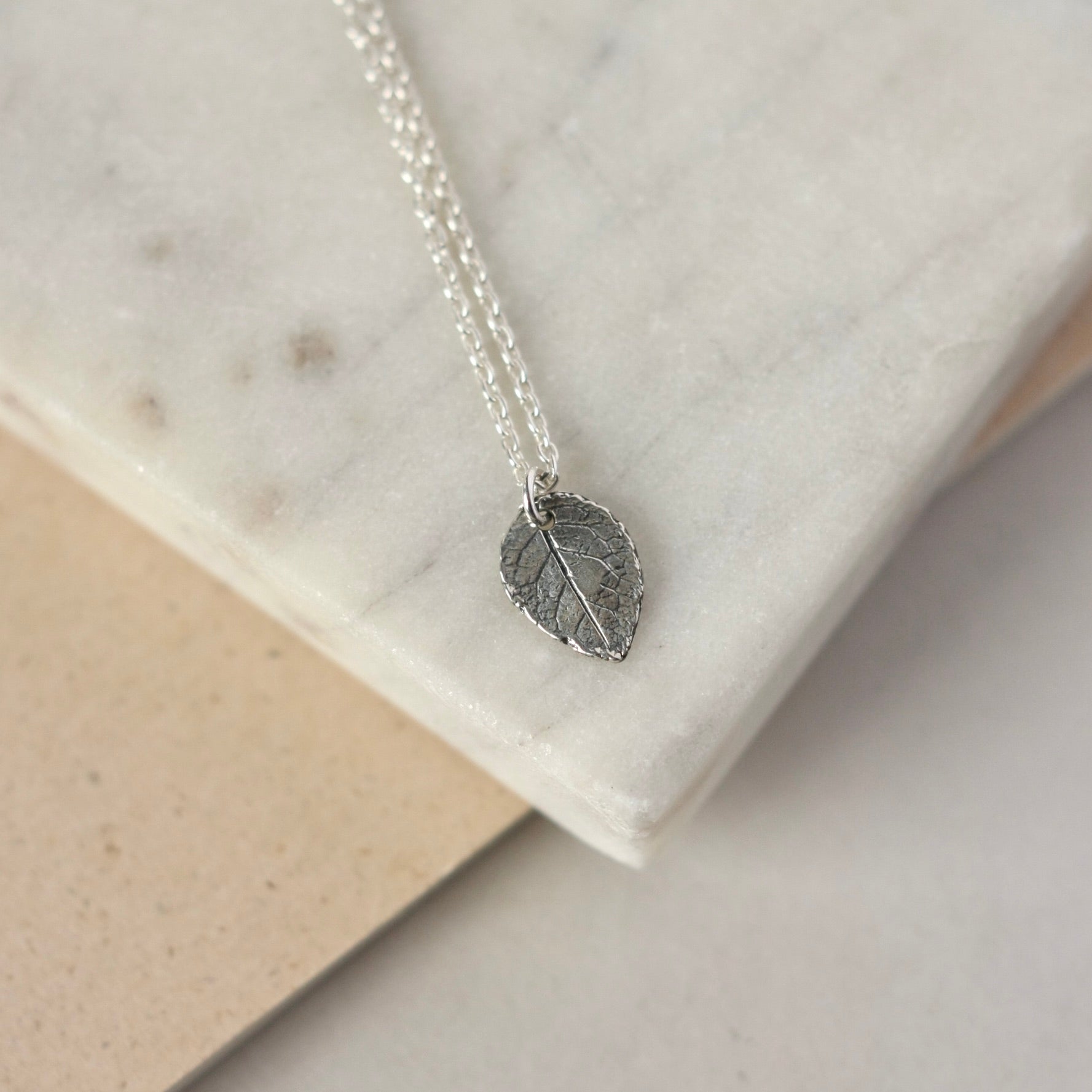 Minimalist Dainty Sterling Silver Leaf  Necklace