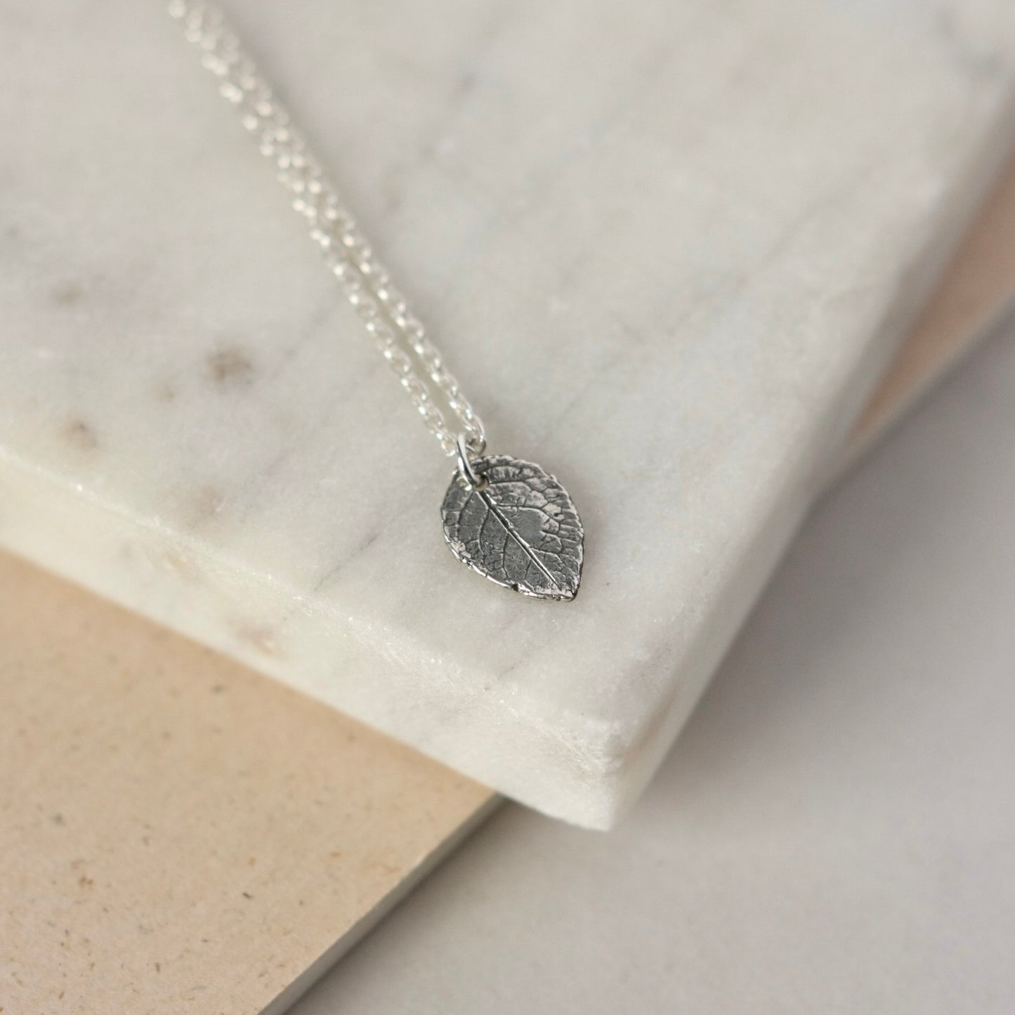 Minimalist Dainty Sterling Silver Leaf  Necklace