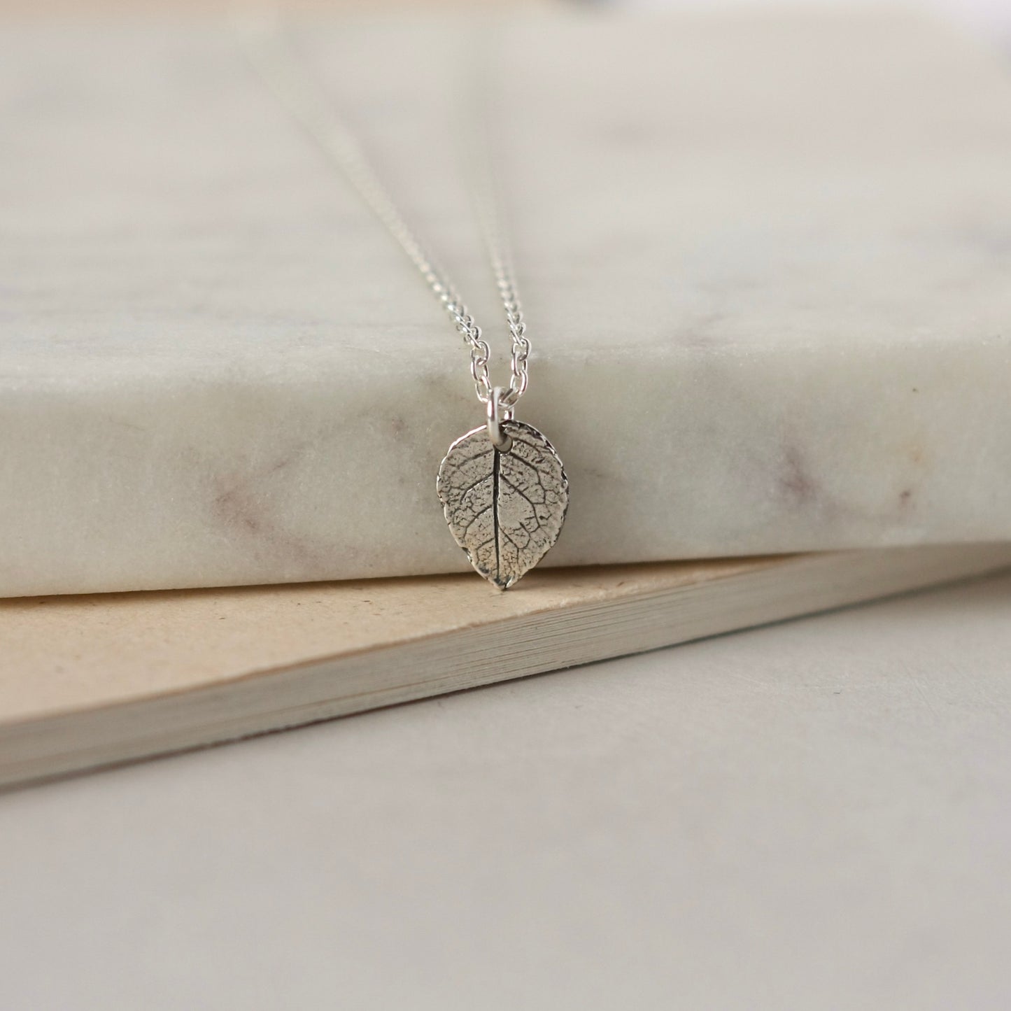 Minimalist Dainty Sterling Silver Leaf  Necklace