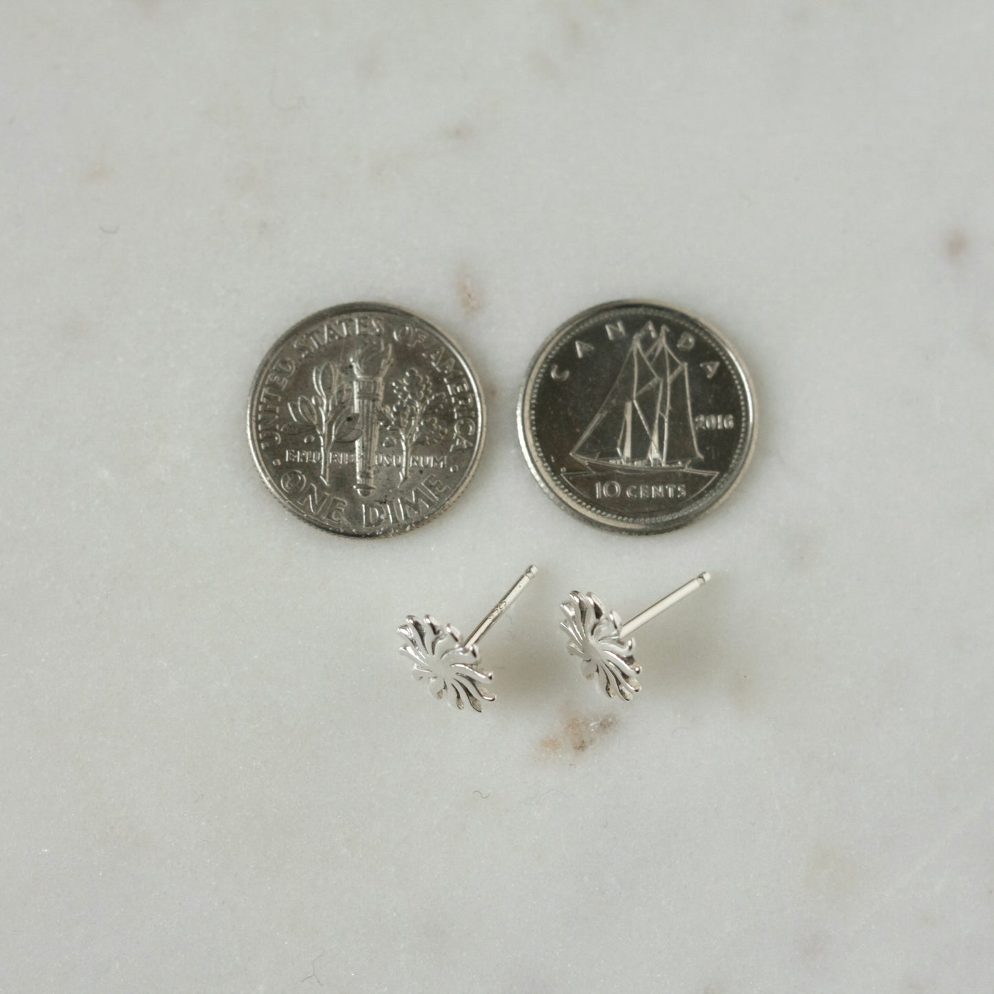 Small Sterling Silver Sun Stud Earrings