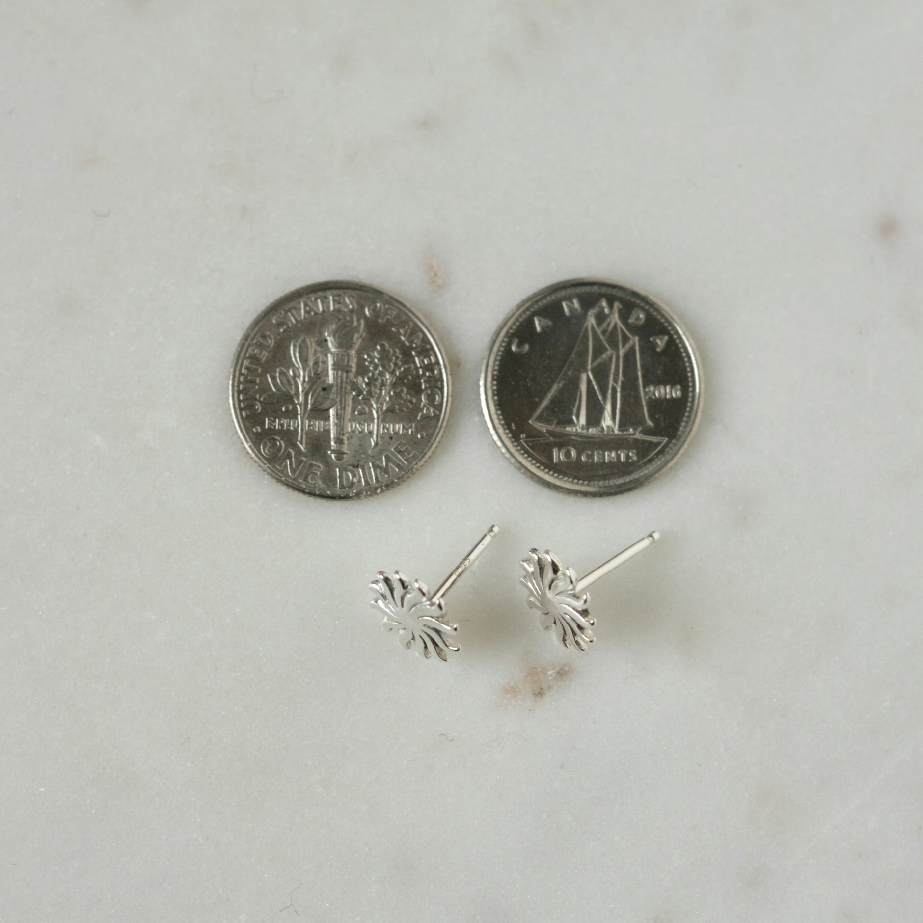 Minimalist Silver Sun Stud Earrings