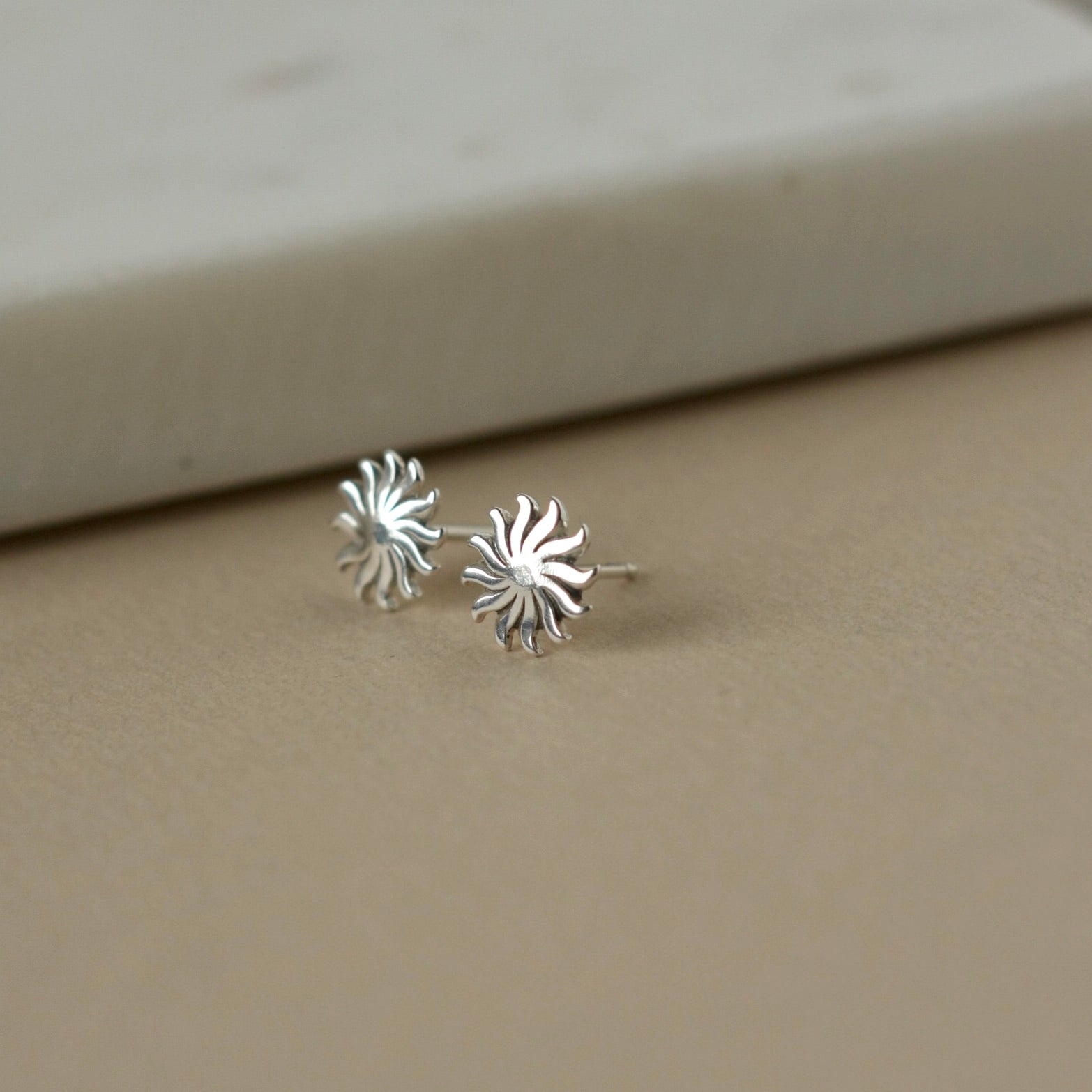 Minimalist Silver Sun Stud Earrings