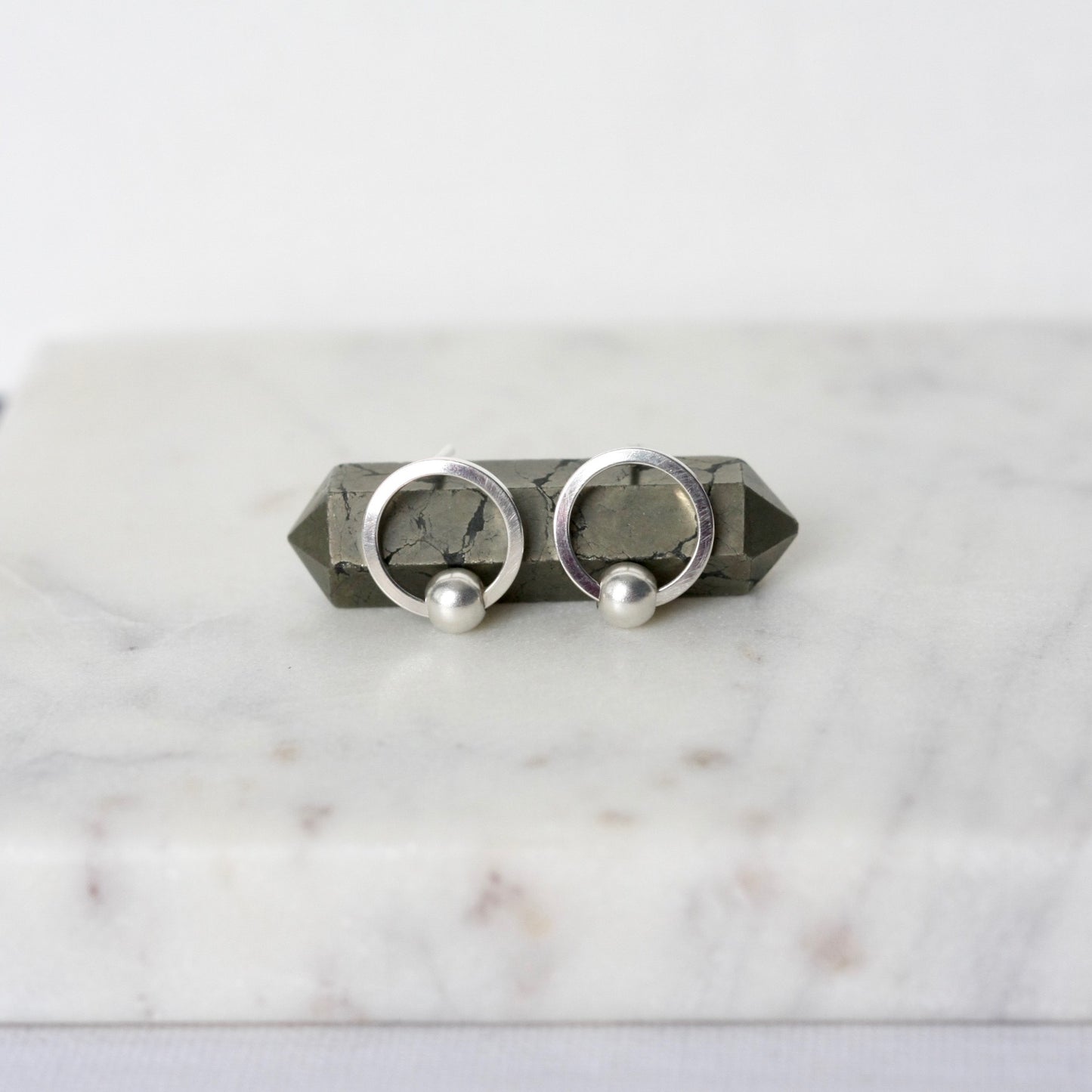 Small Geometric Sterling Silver Circle Stud Earrings