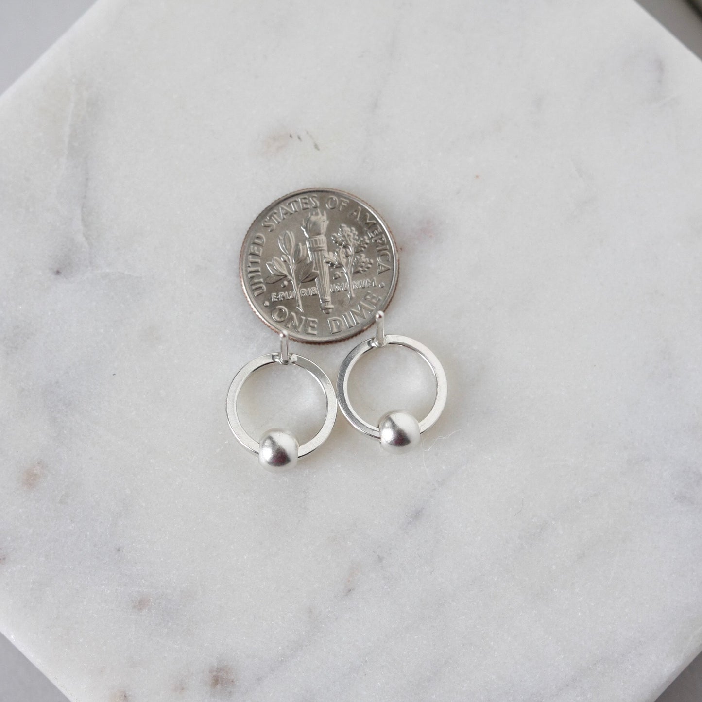 Small Geometric Sterling Silver Circle Stud Earrings