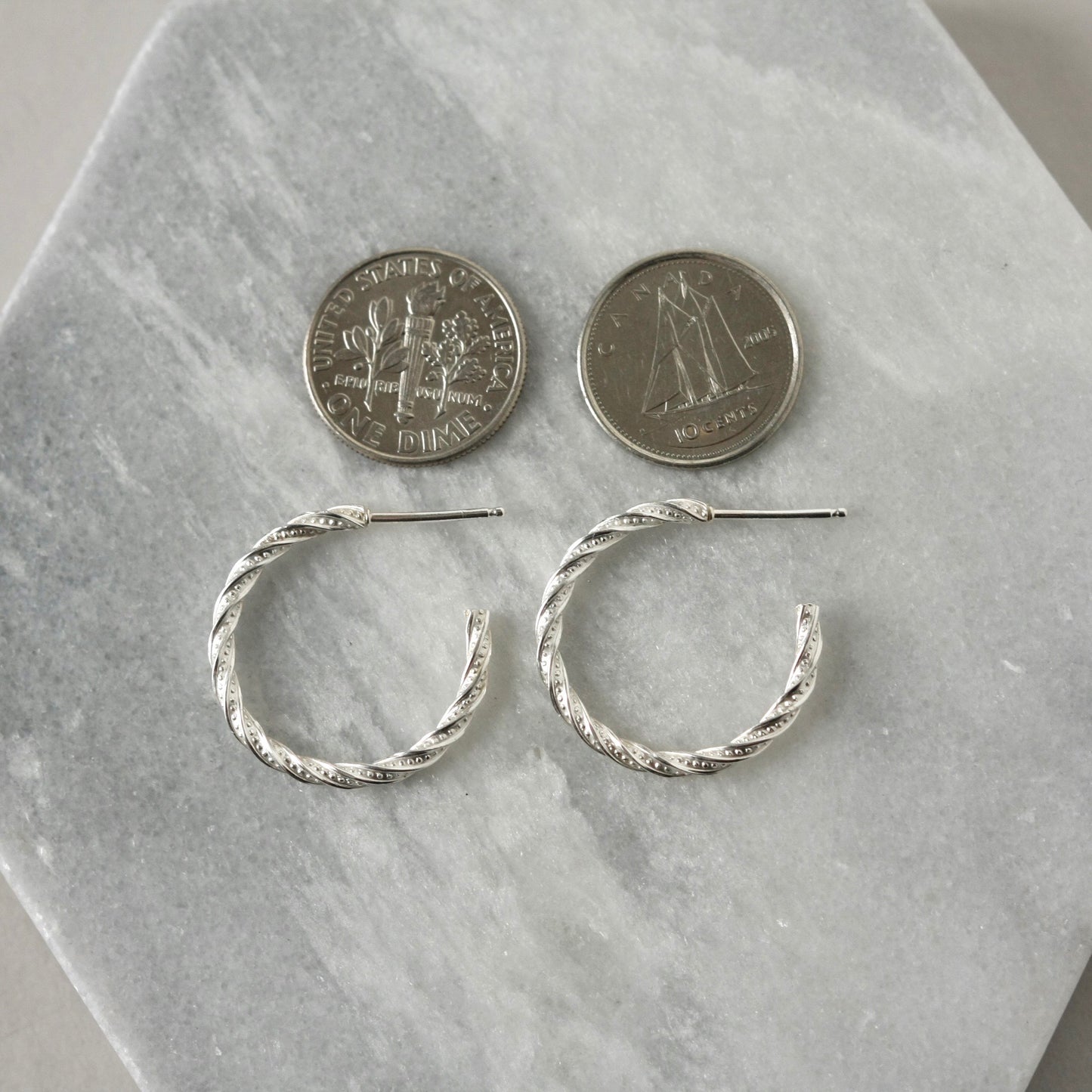 Modern Sterling Silver Twisted Hoop Earrings