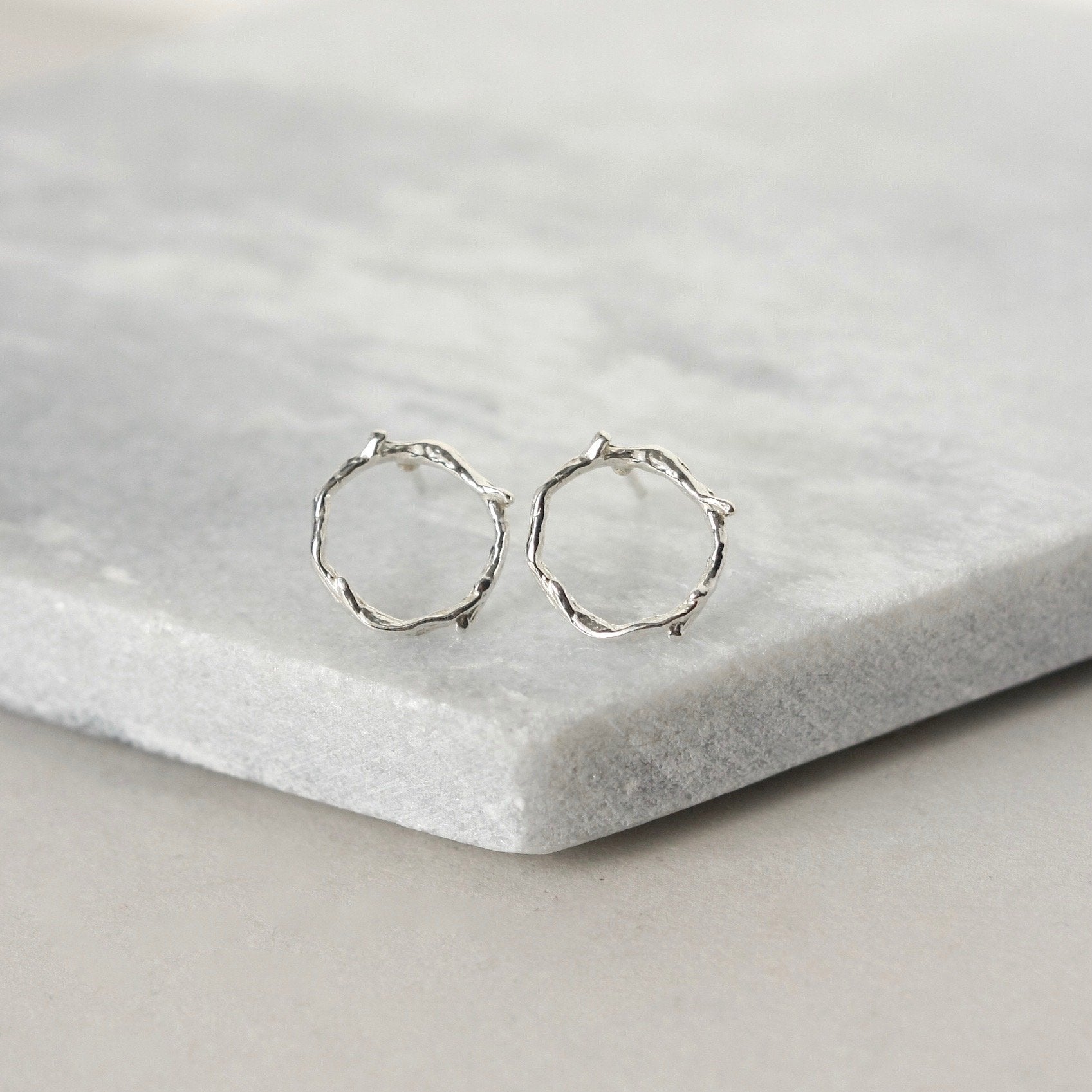 Sterling Silver Twig Stud Earrings
