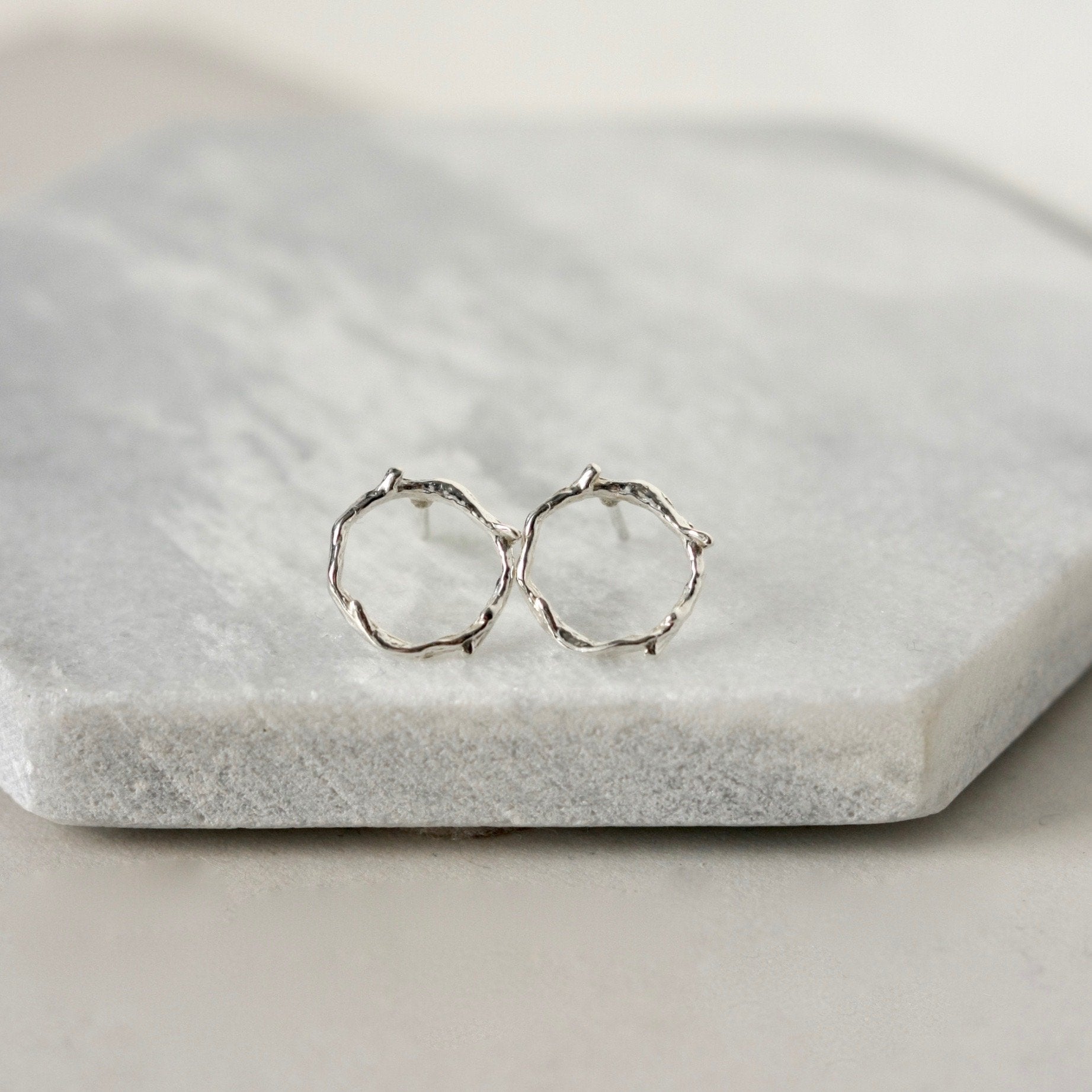Sterling Silver Twig Stud Earrings