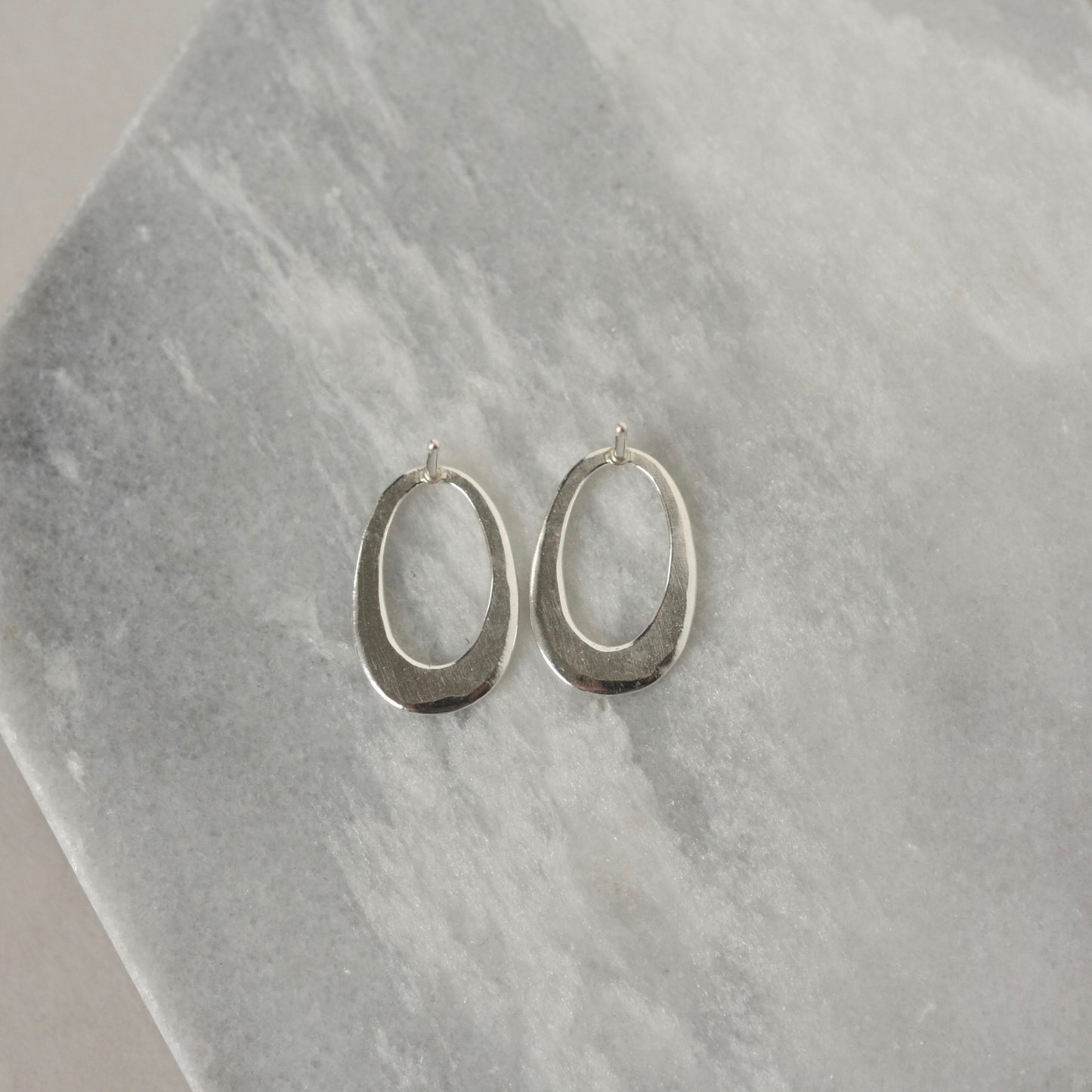 Hammered Silver Oval Studs