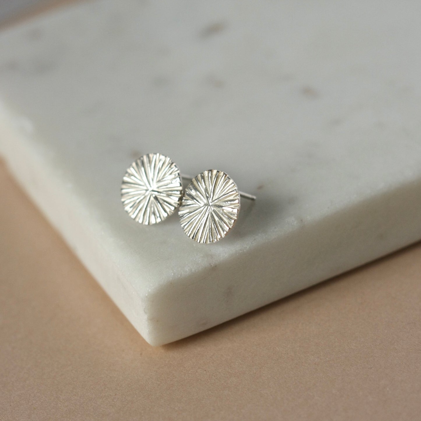 Big Round Silver Stud Earrings