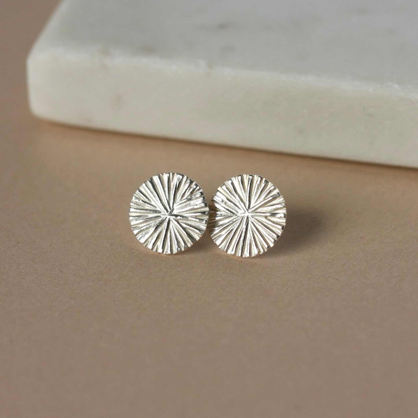 Large Sterling Silver Radiant Sun Stud Earrings