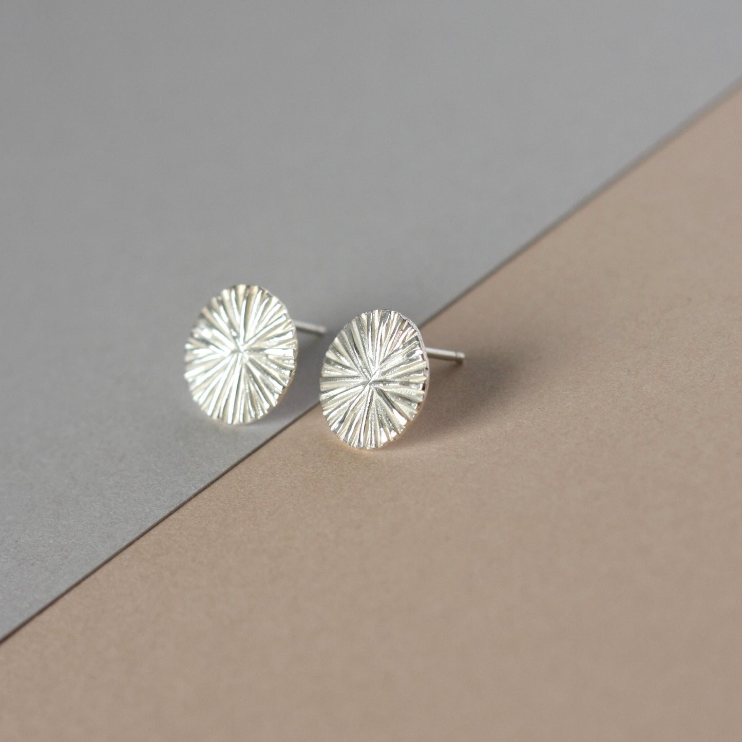 Big Round Silver Stud Earrings