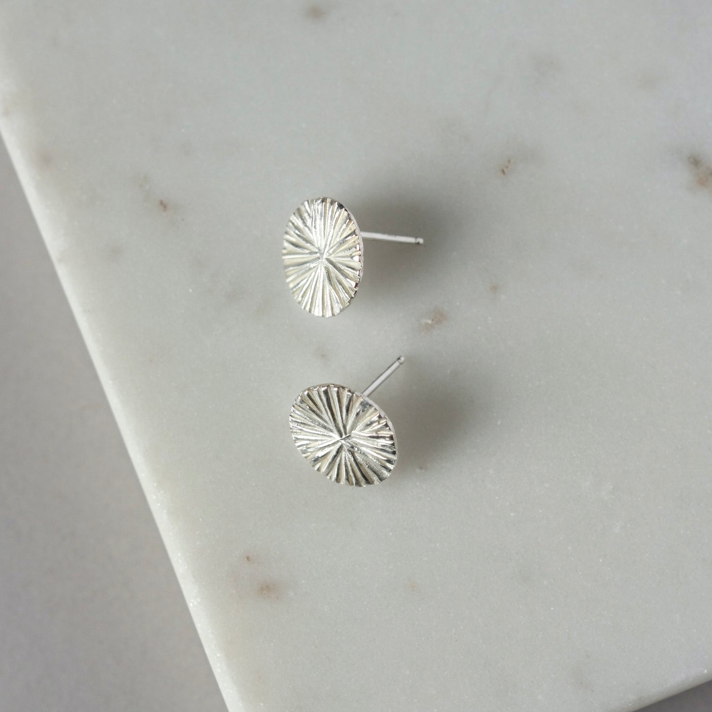 Big Round Silver Stud Earrings