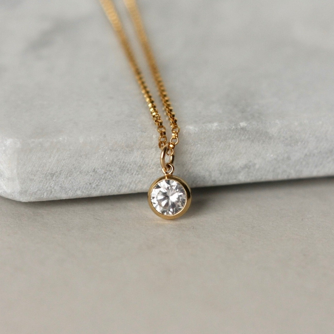 Dainty Minimalist Cubic Zirconia Charm Necklace