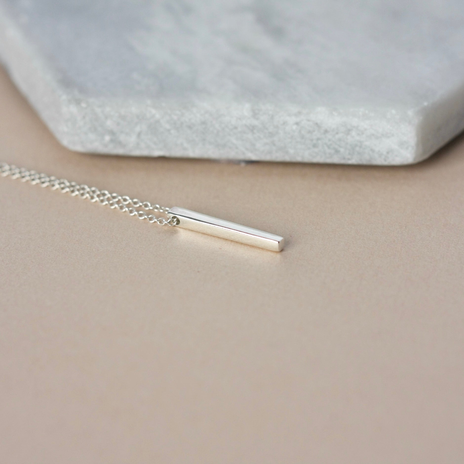 Minimalist Sterling Silver Bar Necklace