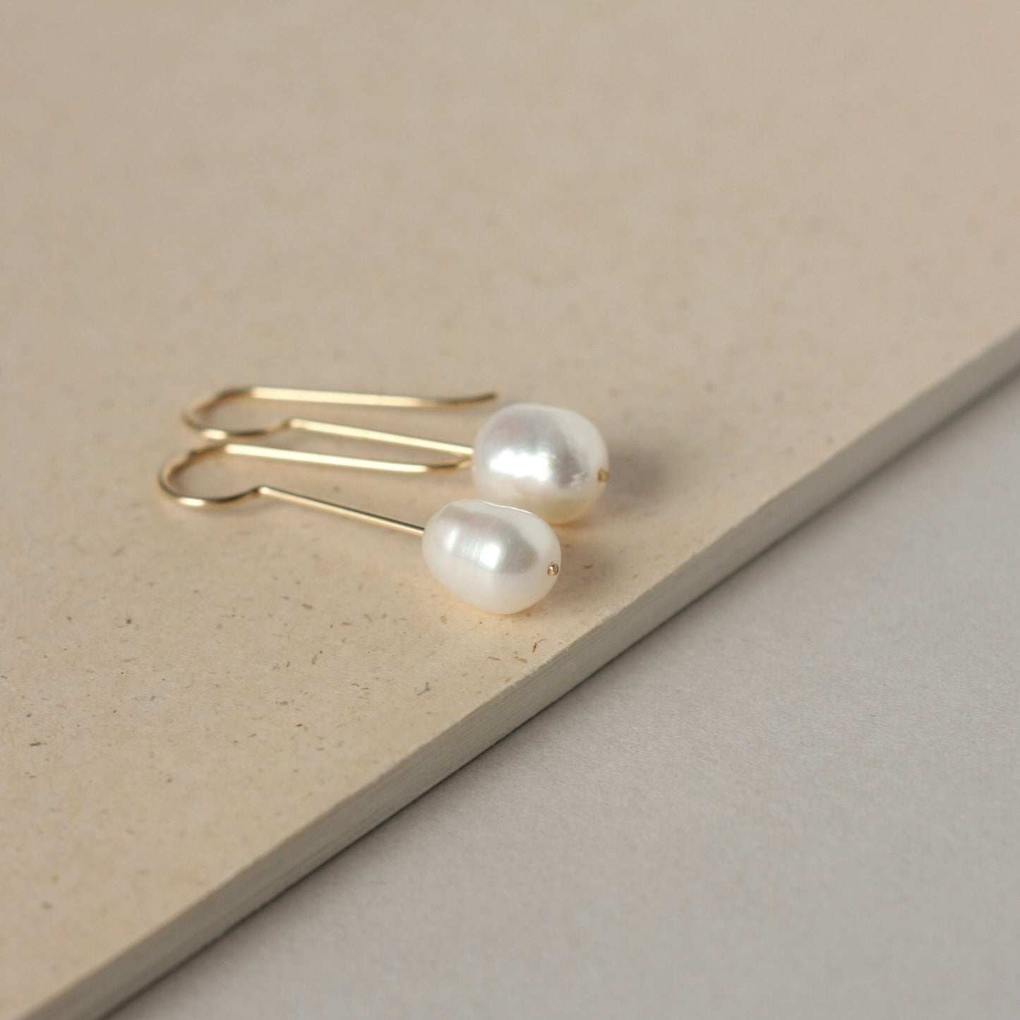 Minimalist Gold Baroque Pearl Dangle Earrings