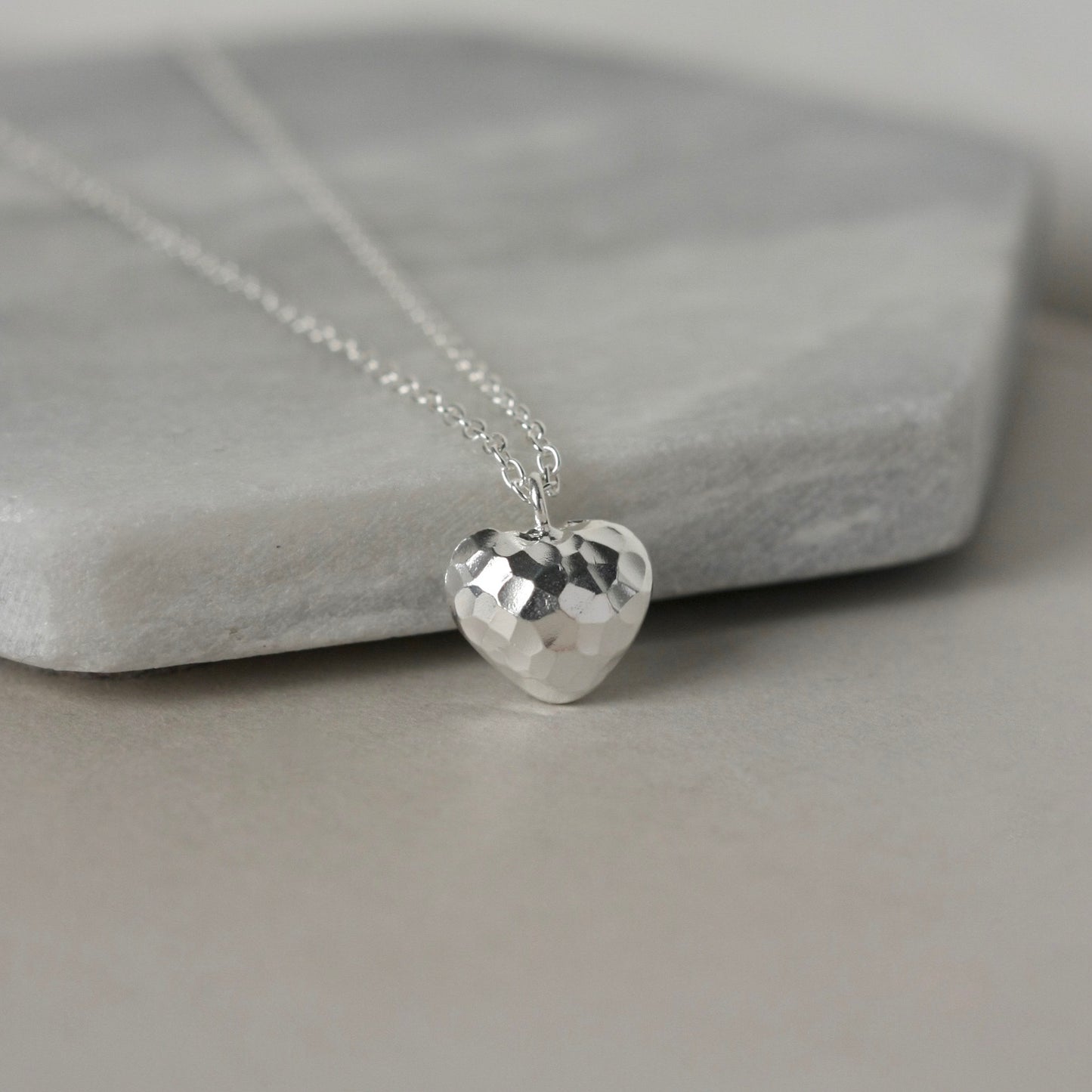Silver Hammered Heart Necklace