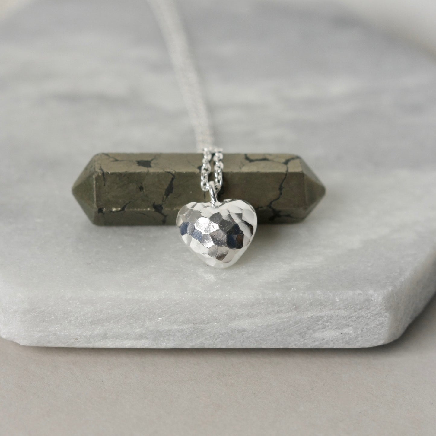Silver Hammered Heart Necklace