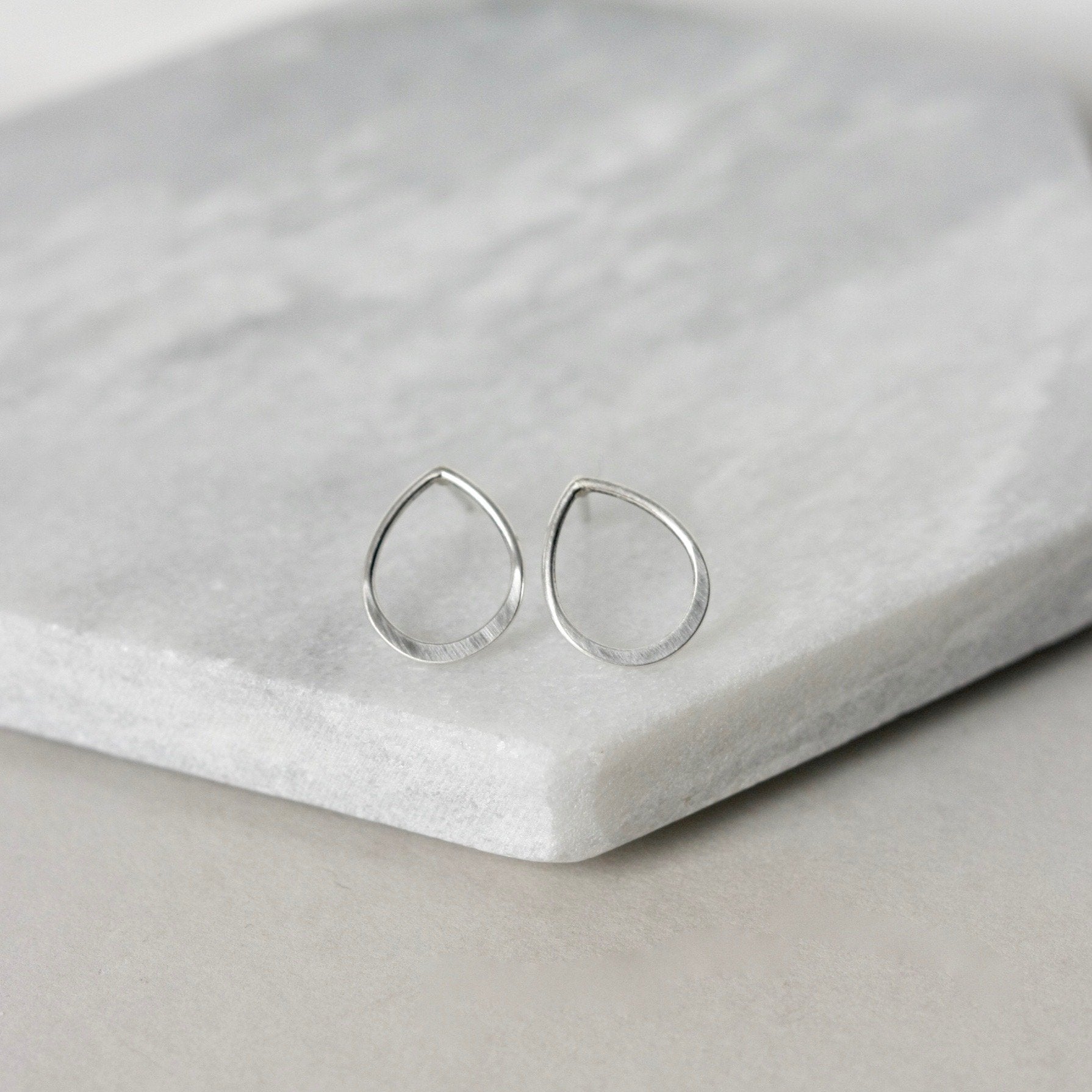 Small Sterling Silver Teardrop Stud Earrings