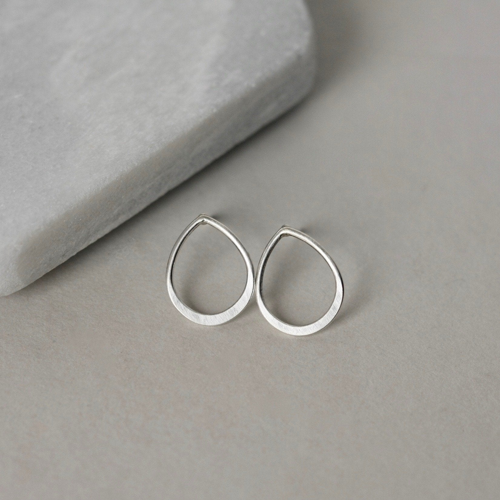 Small Sterling Silver Teardrop Stud Earrings