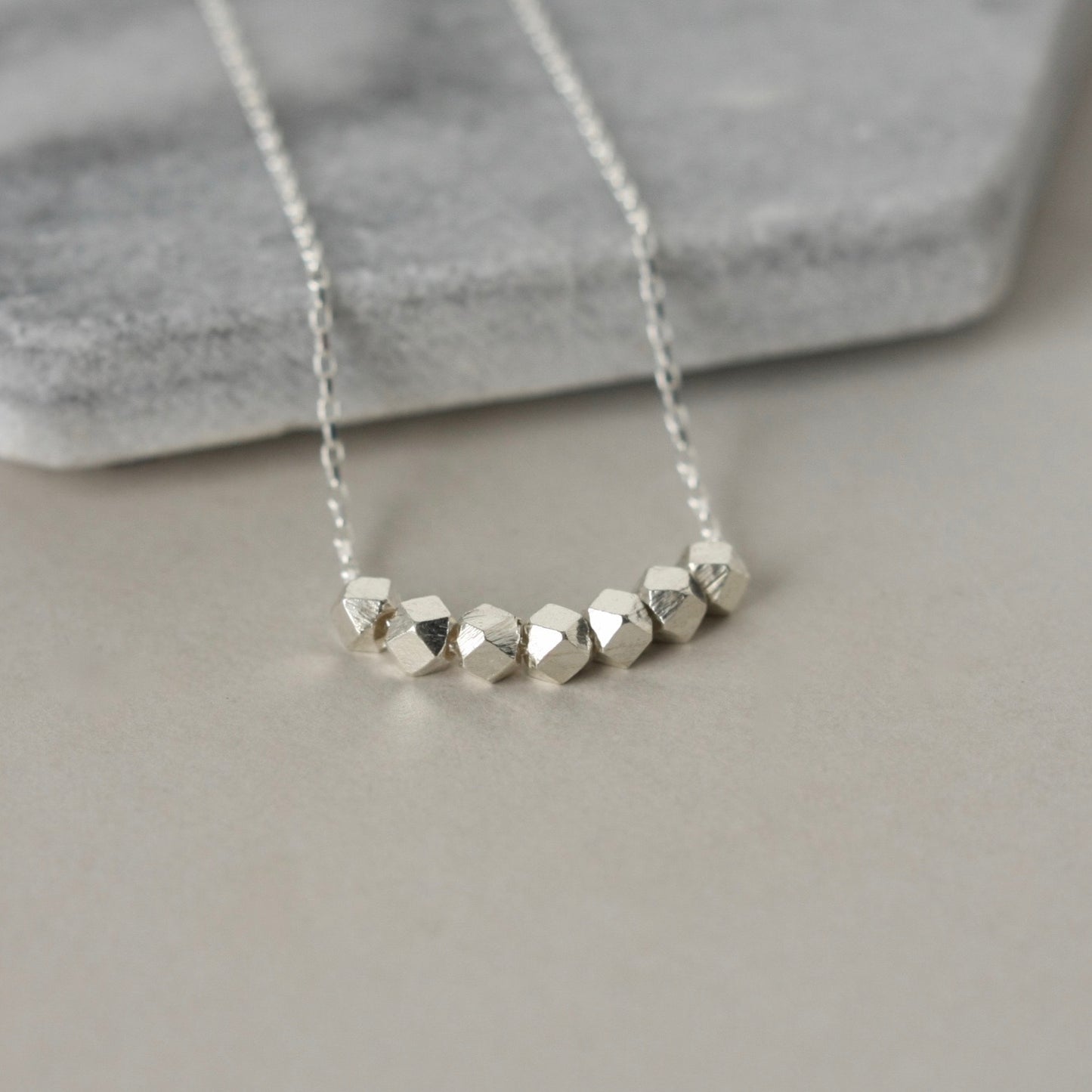 Sterling Silver Faceted Nugget Necklace