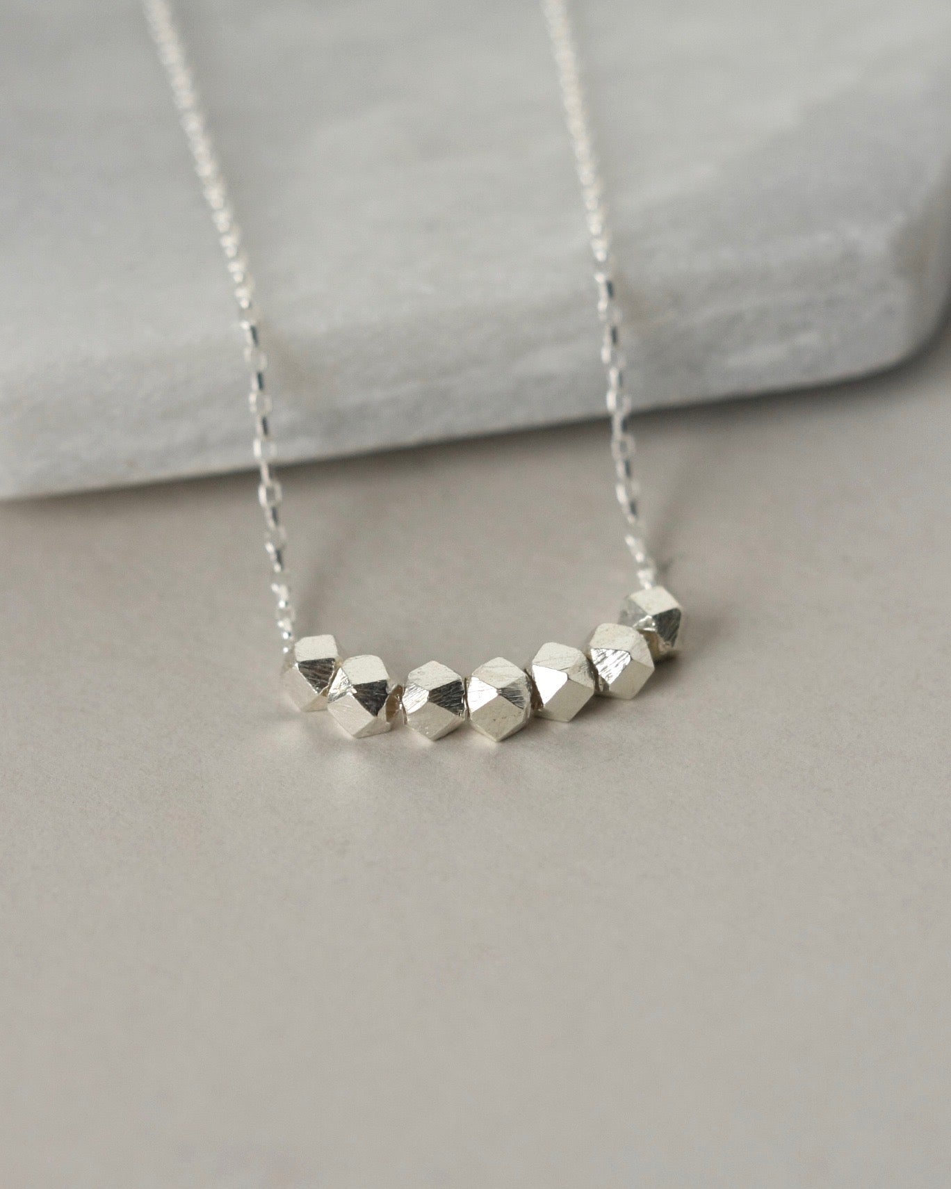 Sterling Silver Faceted Nugget Necklace