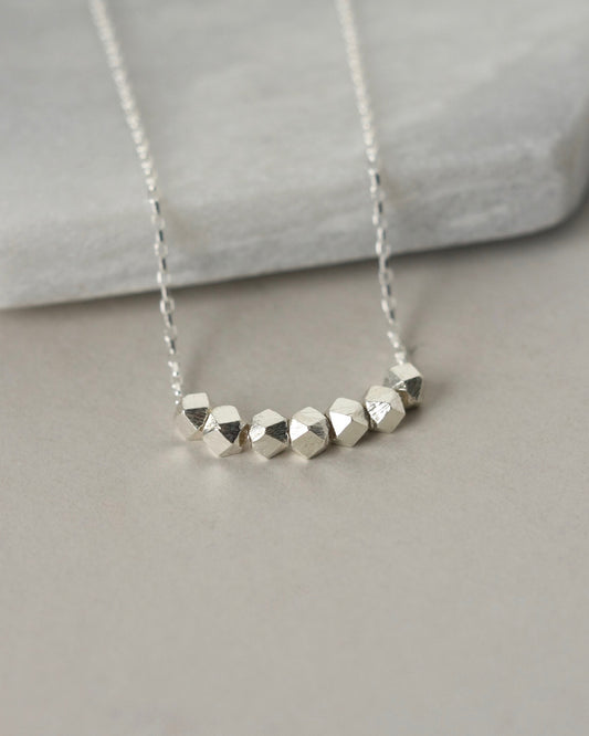 Sterling Silver Faceted Nugget Necklace