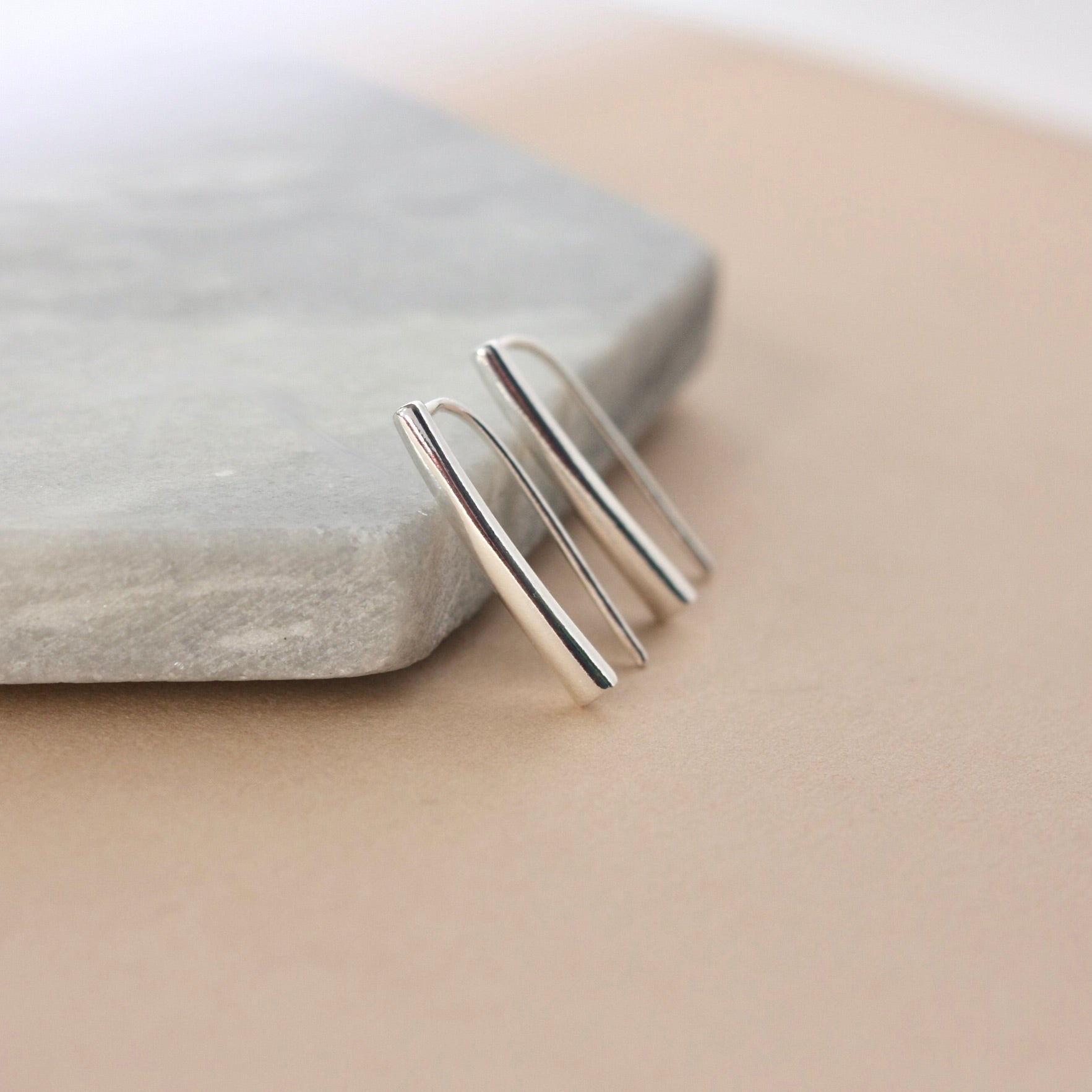 Minimalist Sterling Silver Bar Earrings