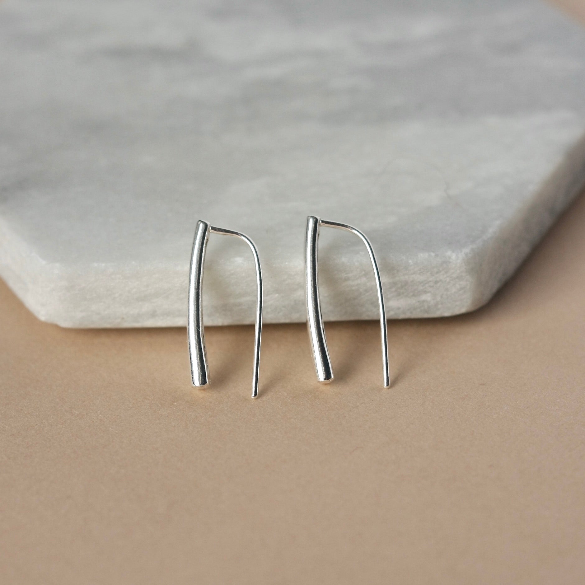 Minimalist Sterling Silver Bar Earrings