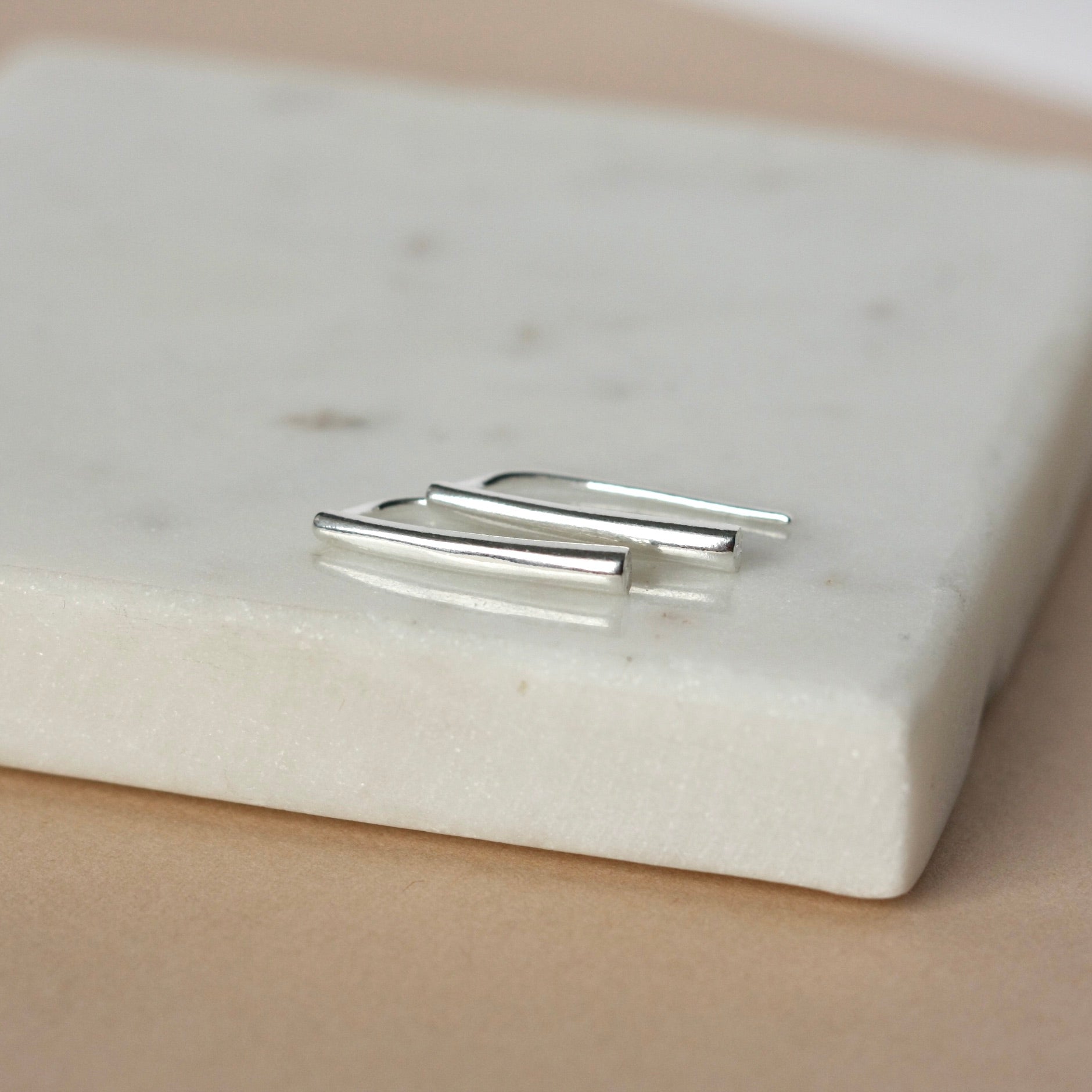 Minimalist Sterling Silver Bar Earrings