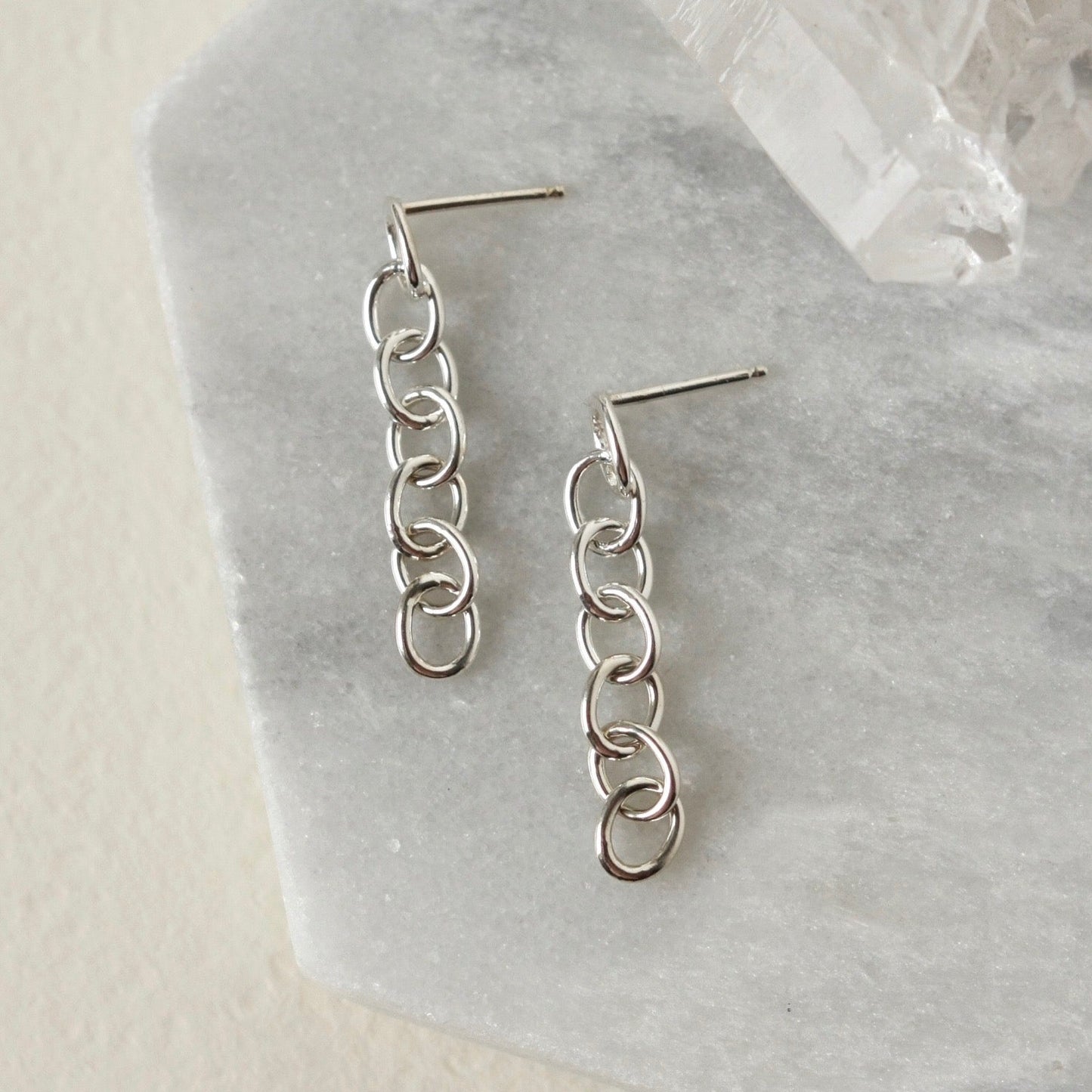 Chunky Sterling Silver Chain Link Earrings