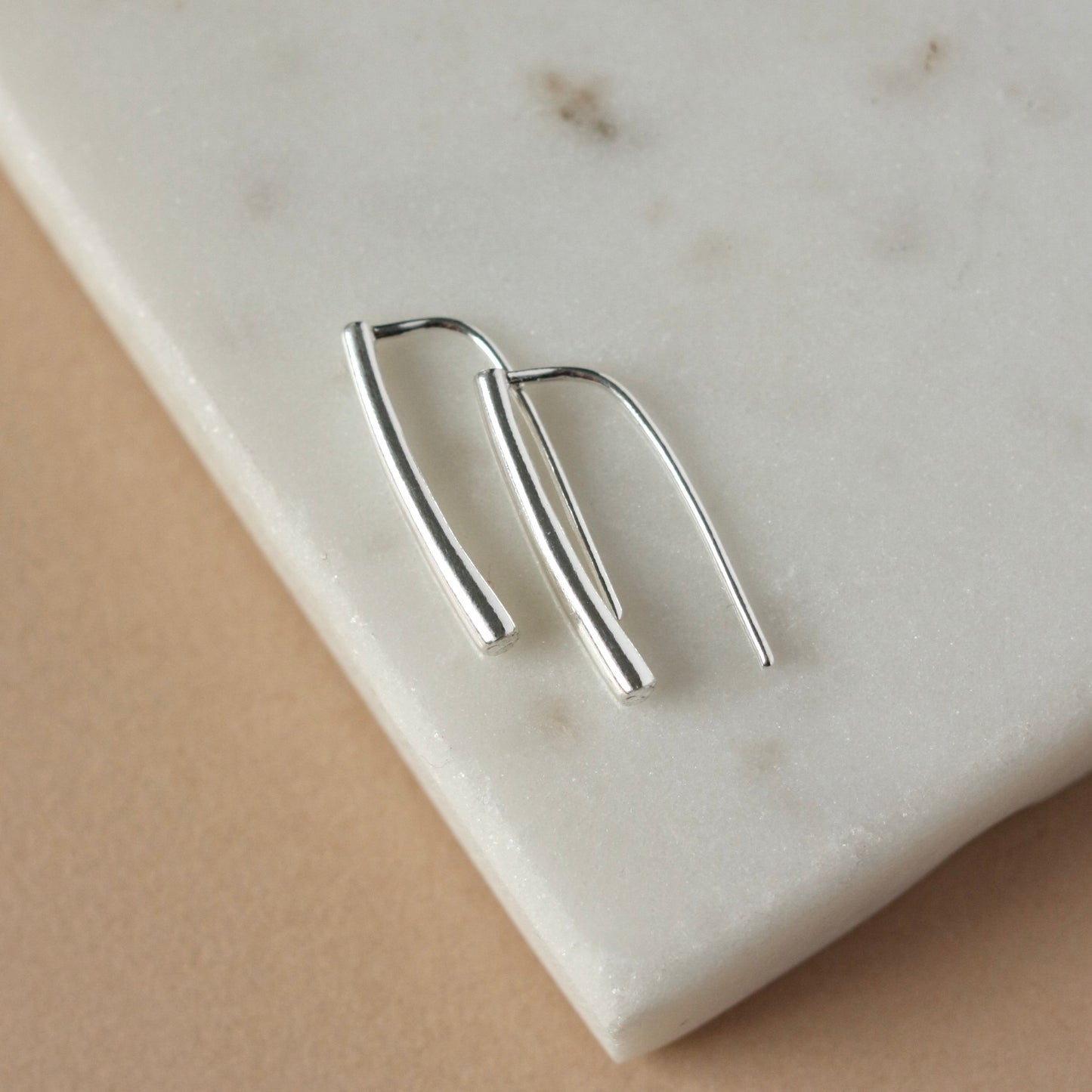 Minimalist Sterling Silver Bar Earrings