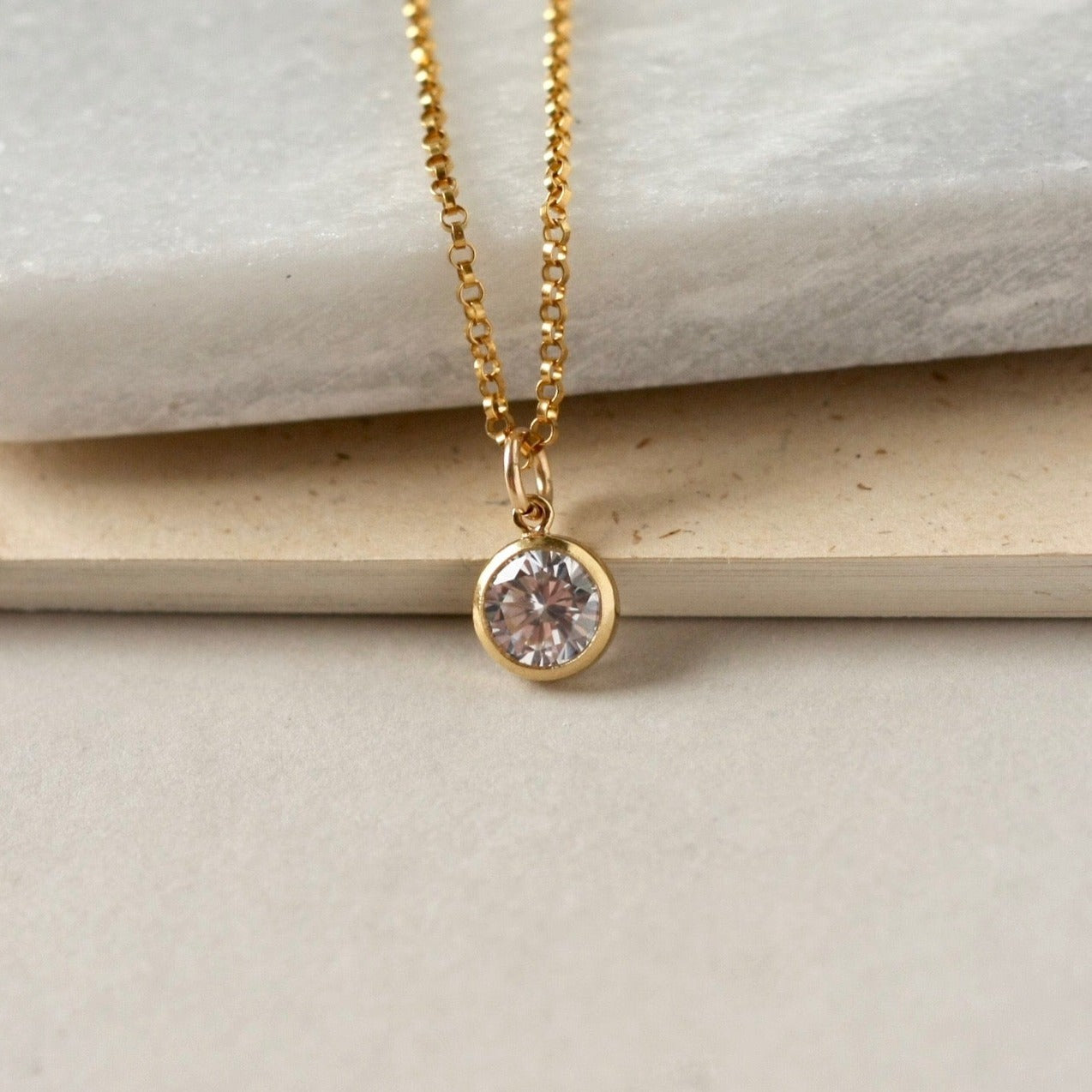 Dainty Minimalist Cubic Zirconia Charm Necklace