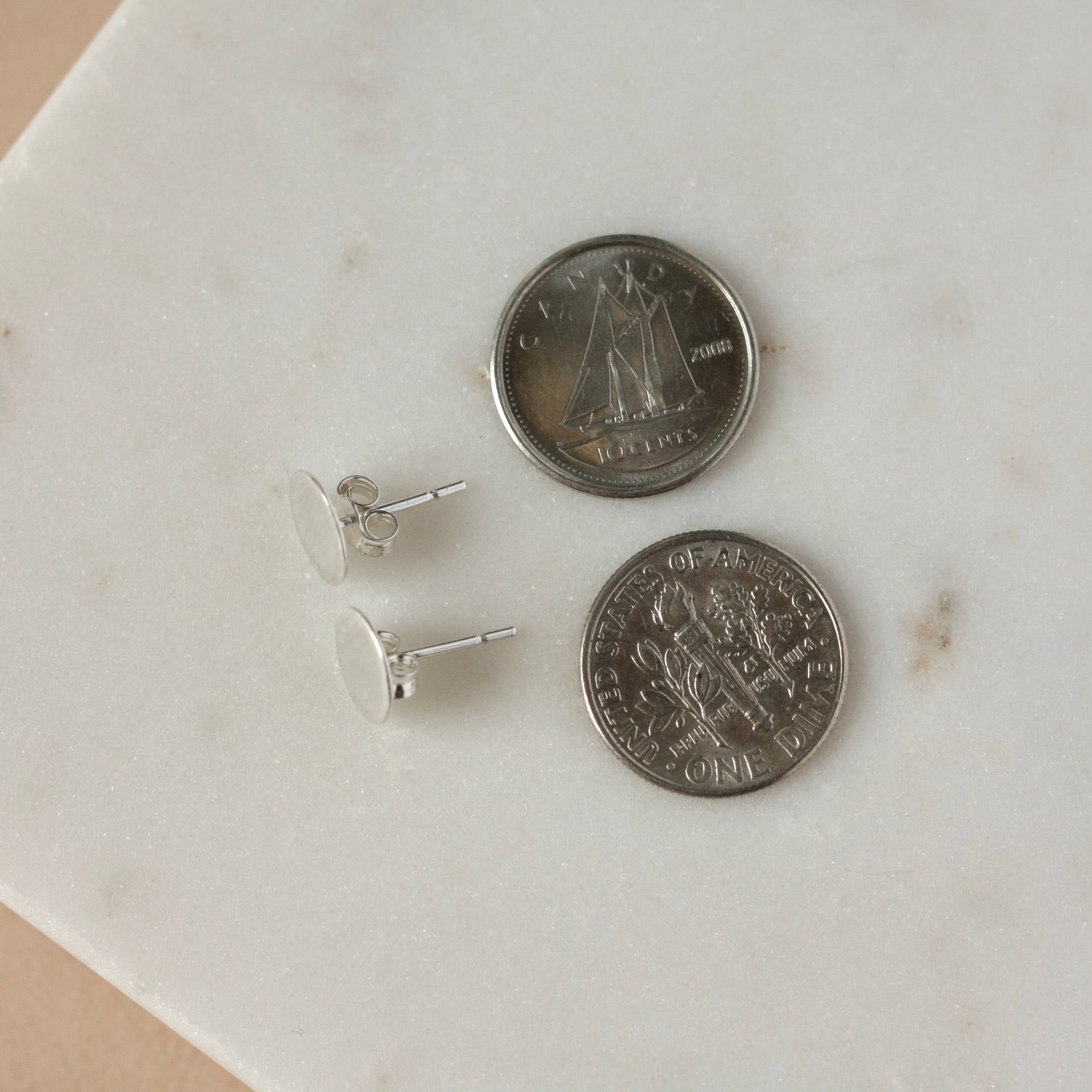 Minimalist Brushed Sterling Silver Circle Stud Earrings
