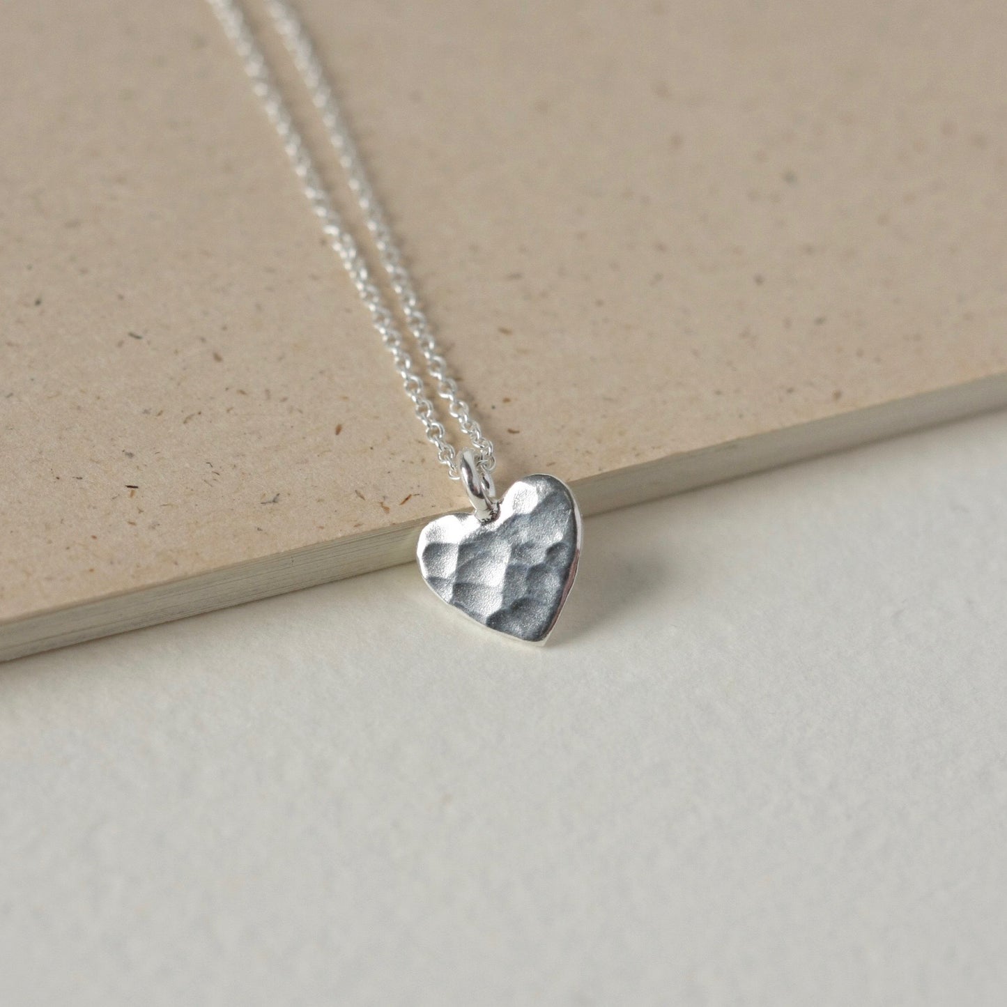 Sterling Silver Hammered Heart Necklace