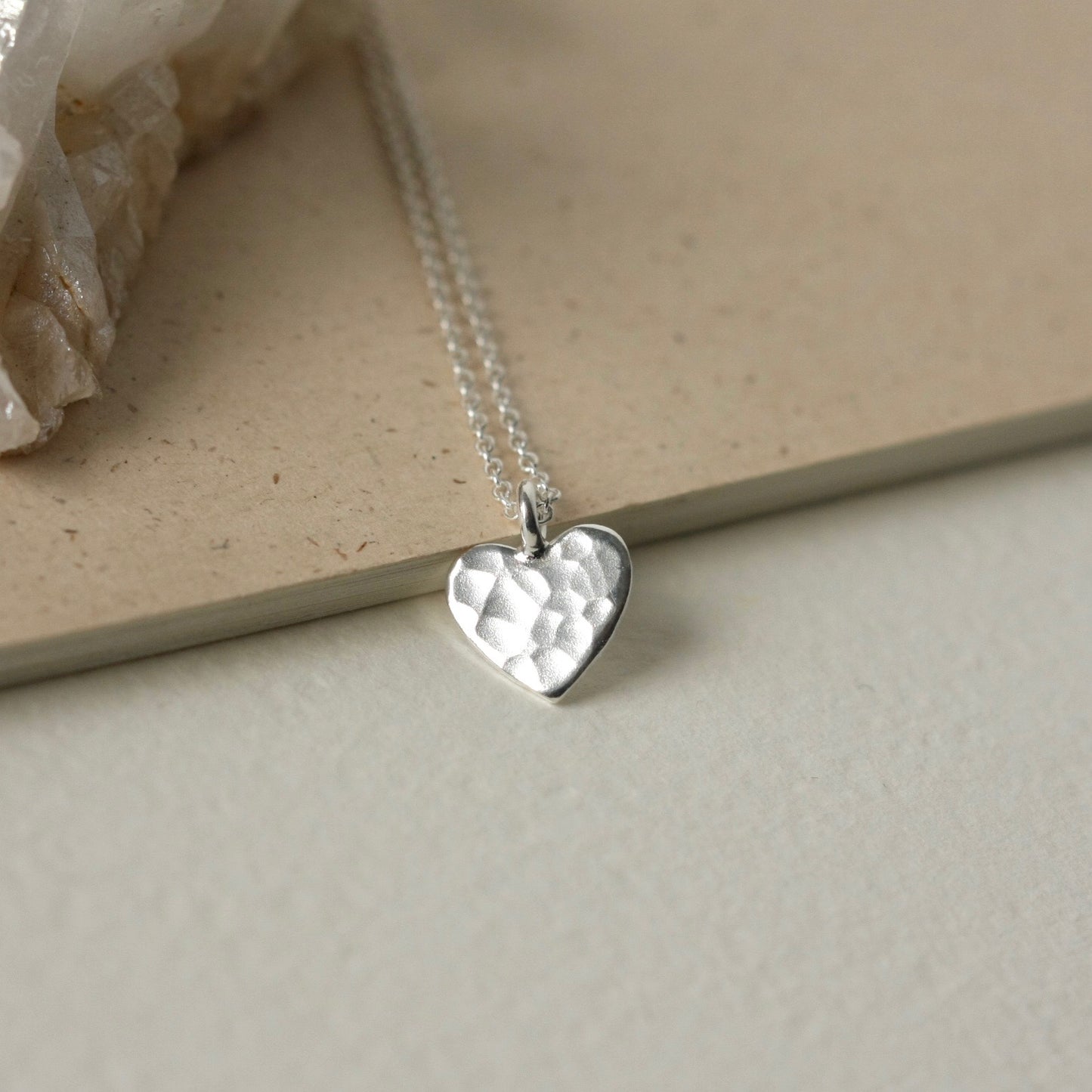 Sterling Silver Hammered Heart Necklace