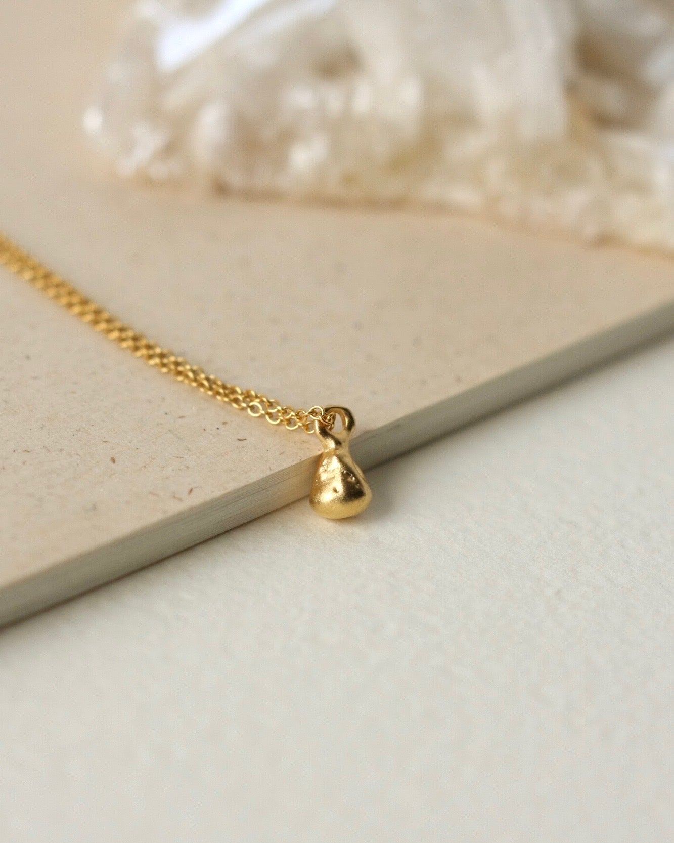 Dainty Minimalist Gold Vermeil Nugget Necklace