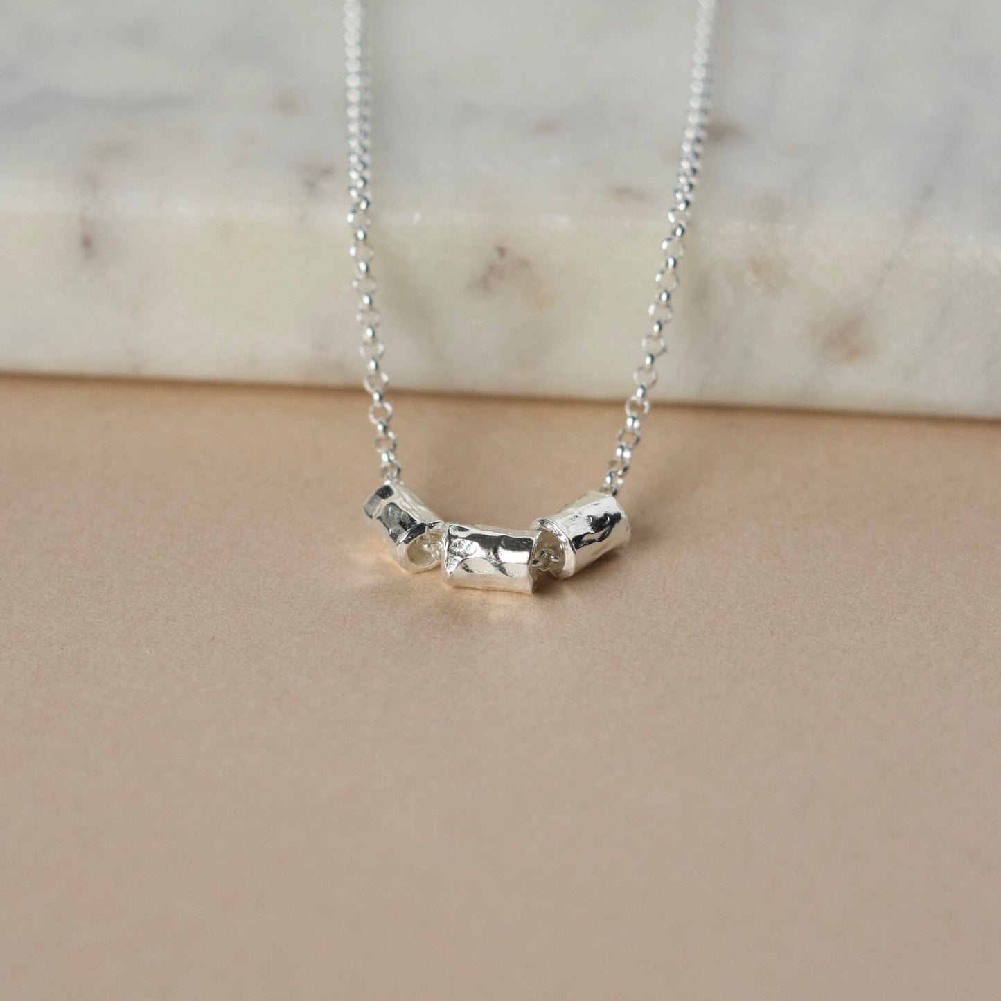 Hammered Sterling Silver Bead Necklace