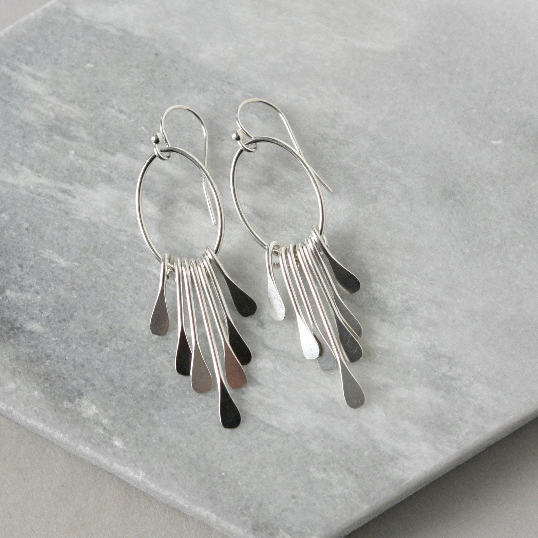 Sterling Silver Chandelier Fringe Earrings