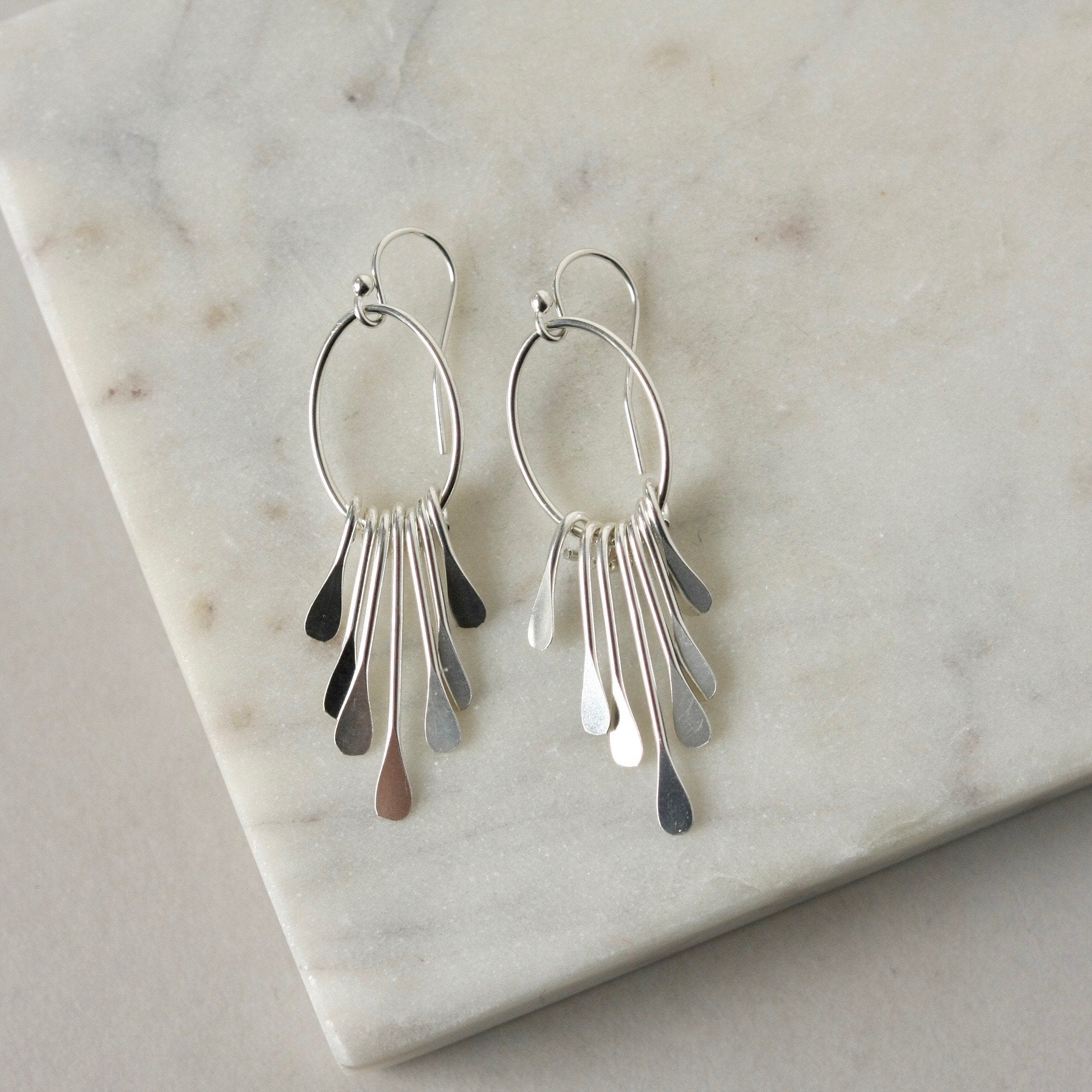 Sterling Silver Chandelier Fringe Earrings