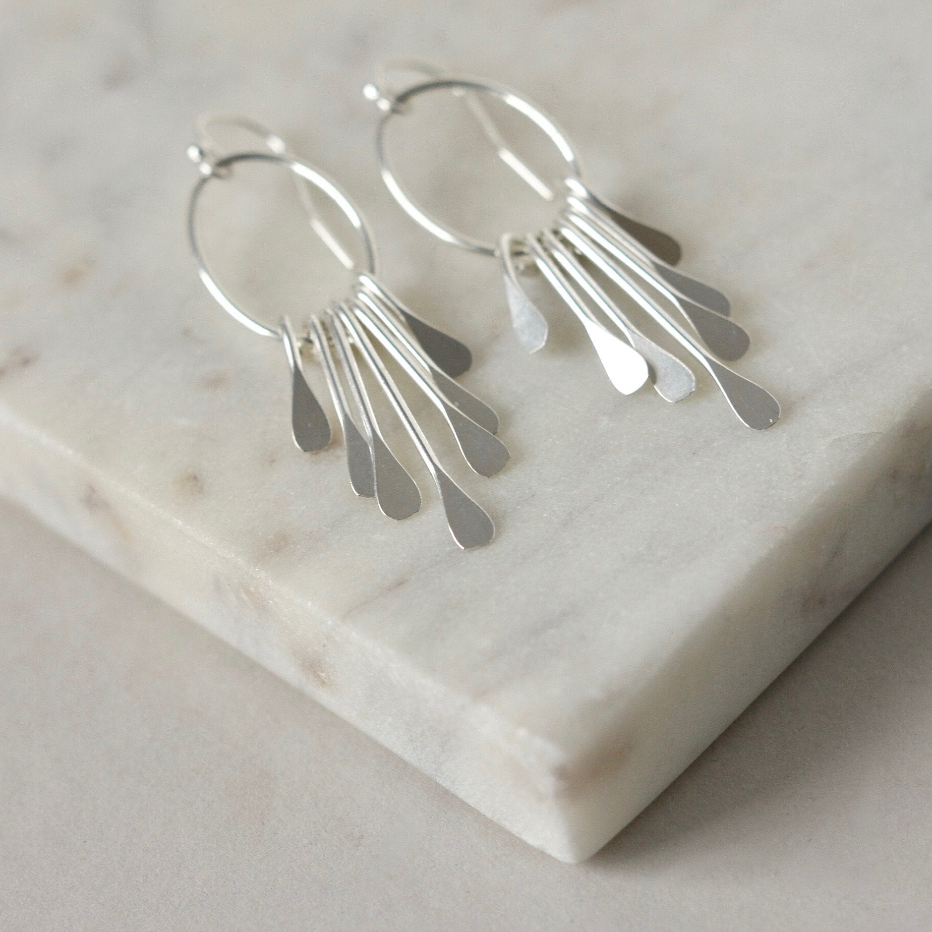 Sterling Silver Chandelier Fringe Earrings
