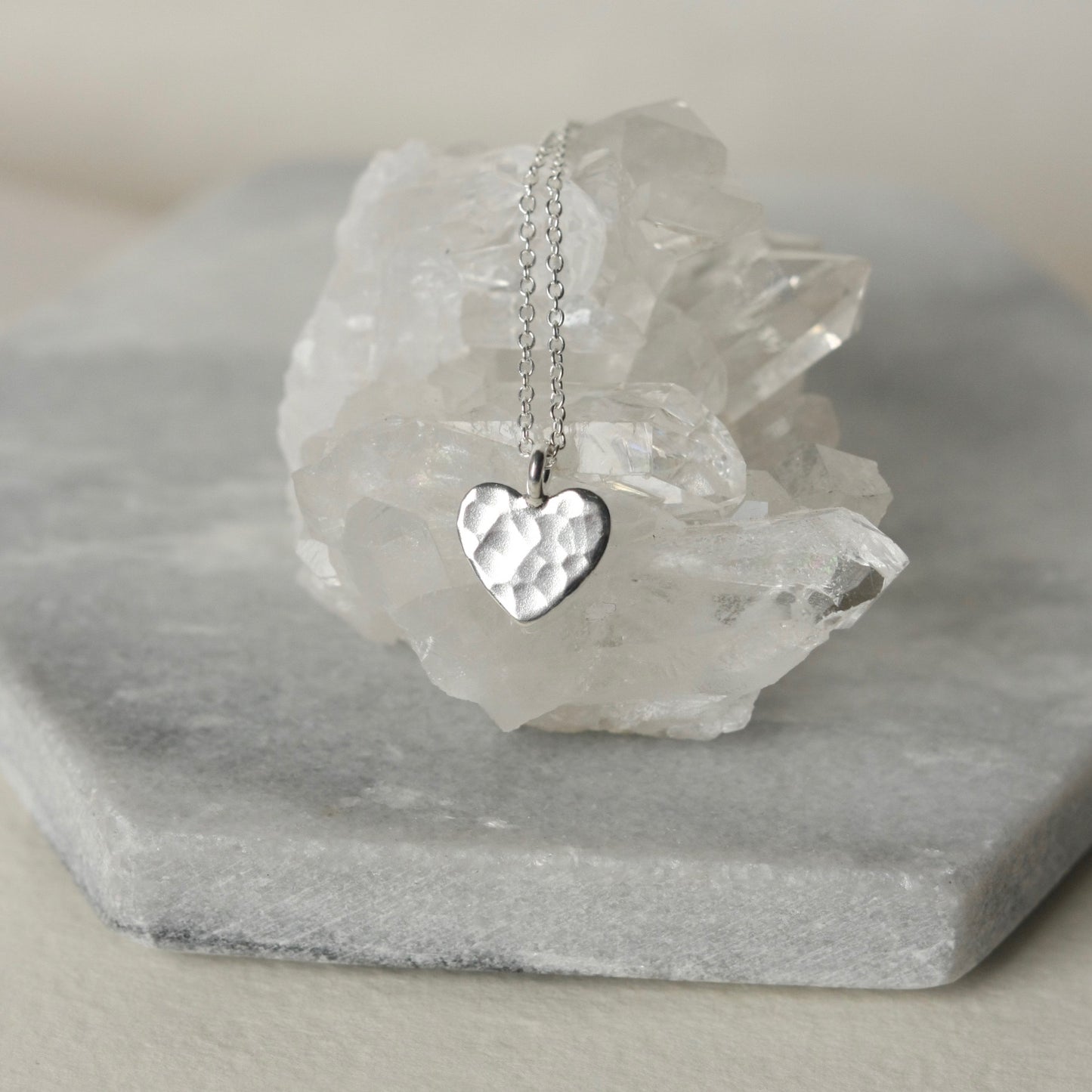 Sterling Silver Hammered Heart Necklace