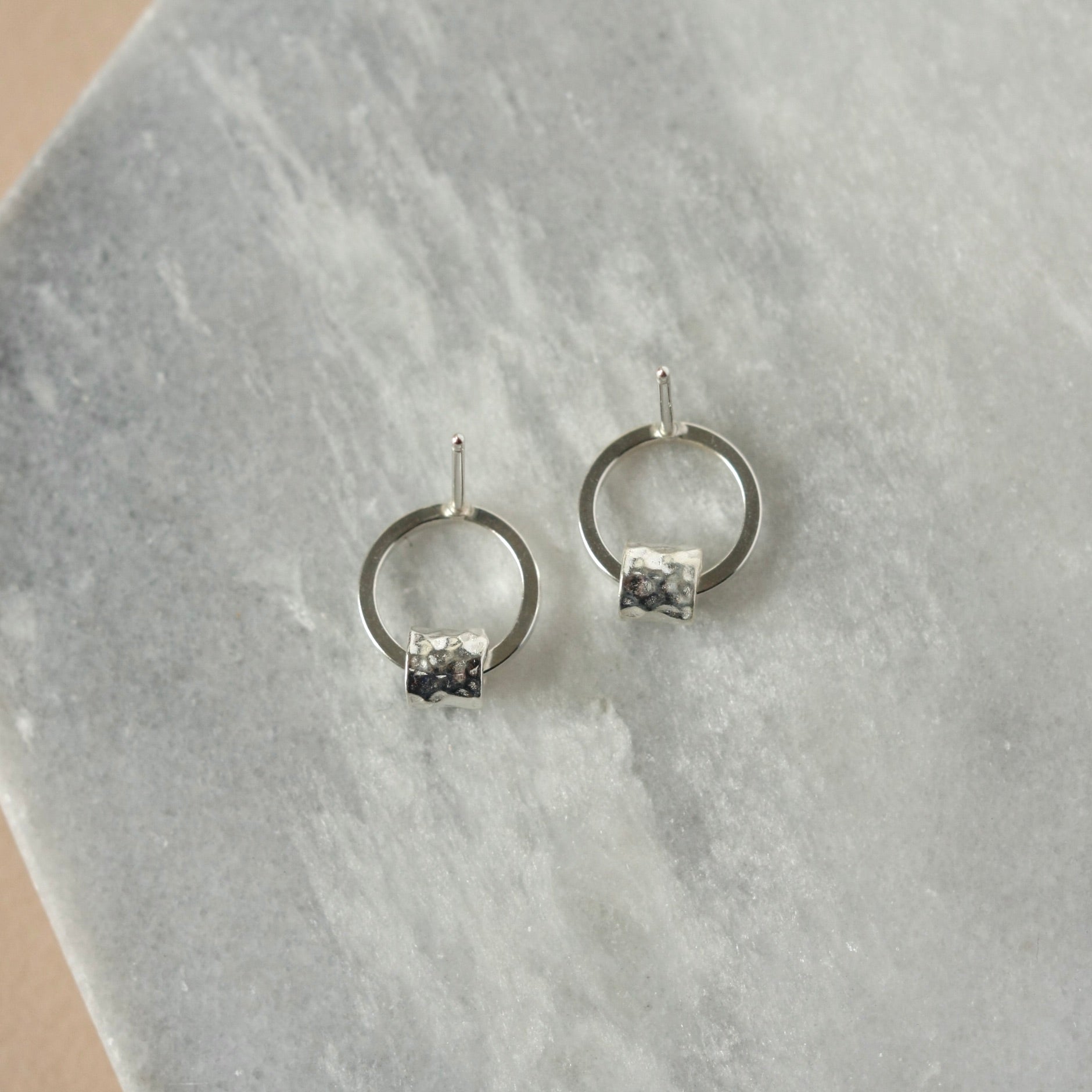 Minimalist Sterling Silver Circle Stud Earrings