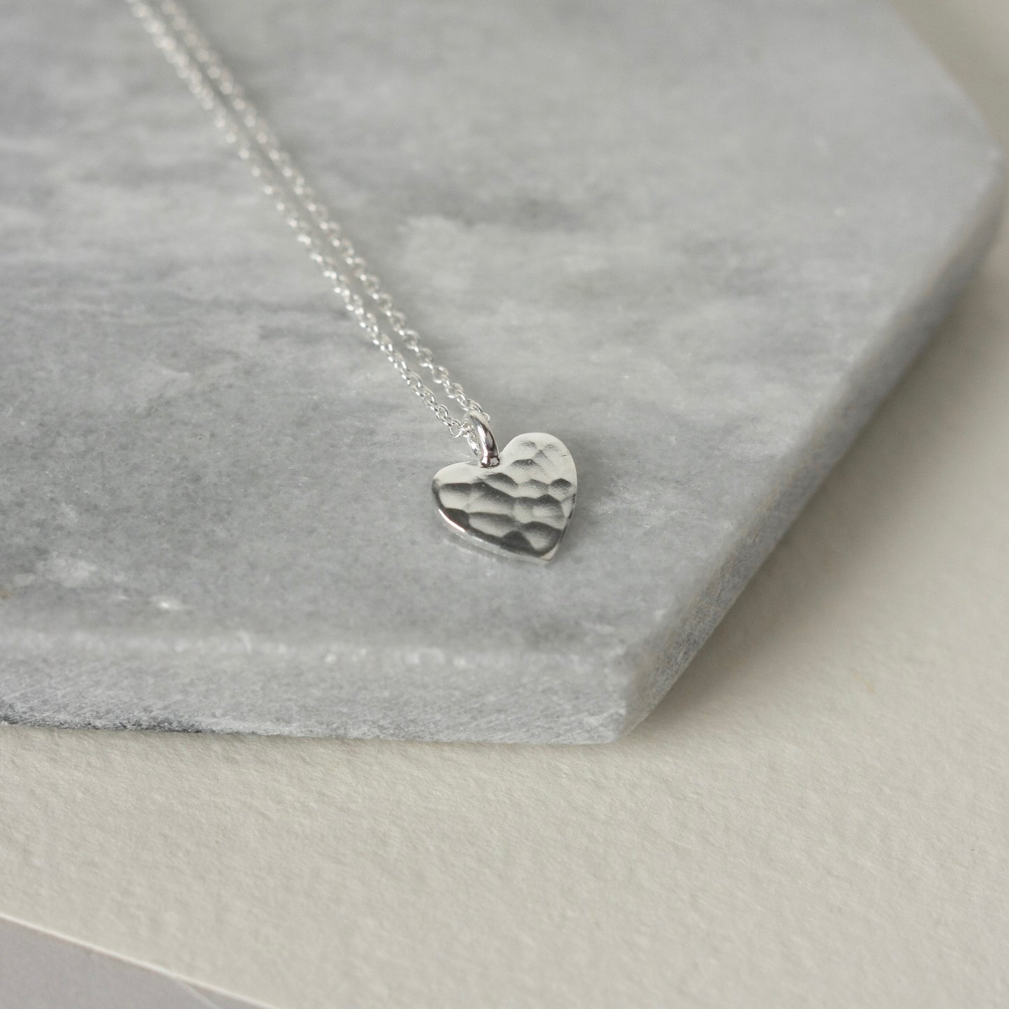 Sterling Silver Hammered Heart Necklace