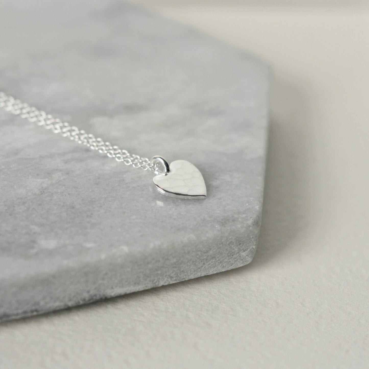 Sterling Silver Hammered Heart Necklace