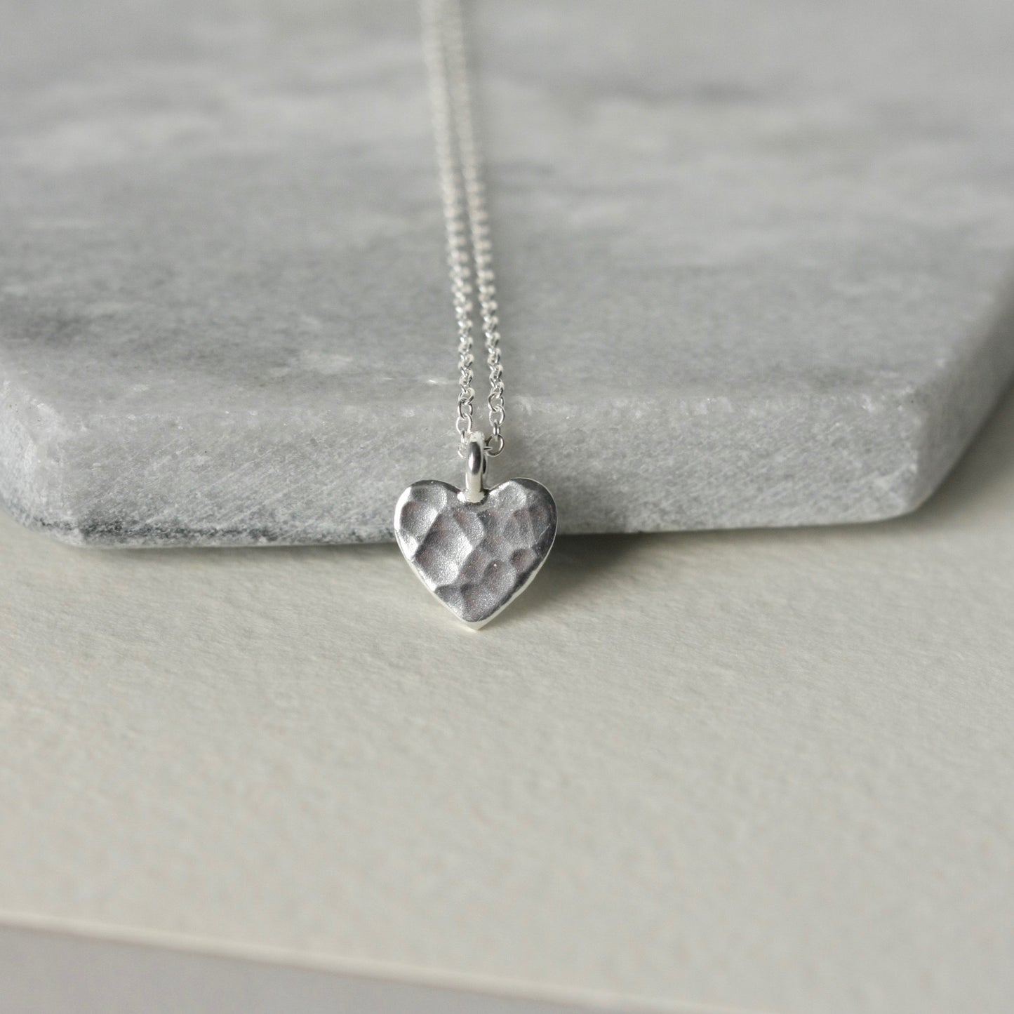 Sterling Silver Hammered Heart Necklace